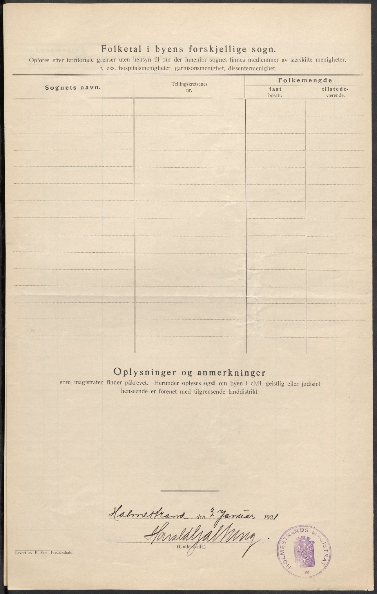 SAKO, Folketelling 1920 for 0702 Holmestrand kjøpstad, 1920, s. 3