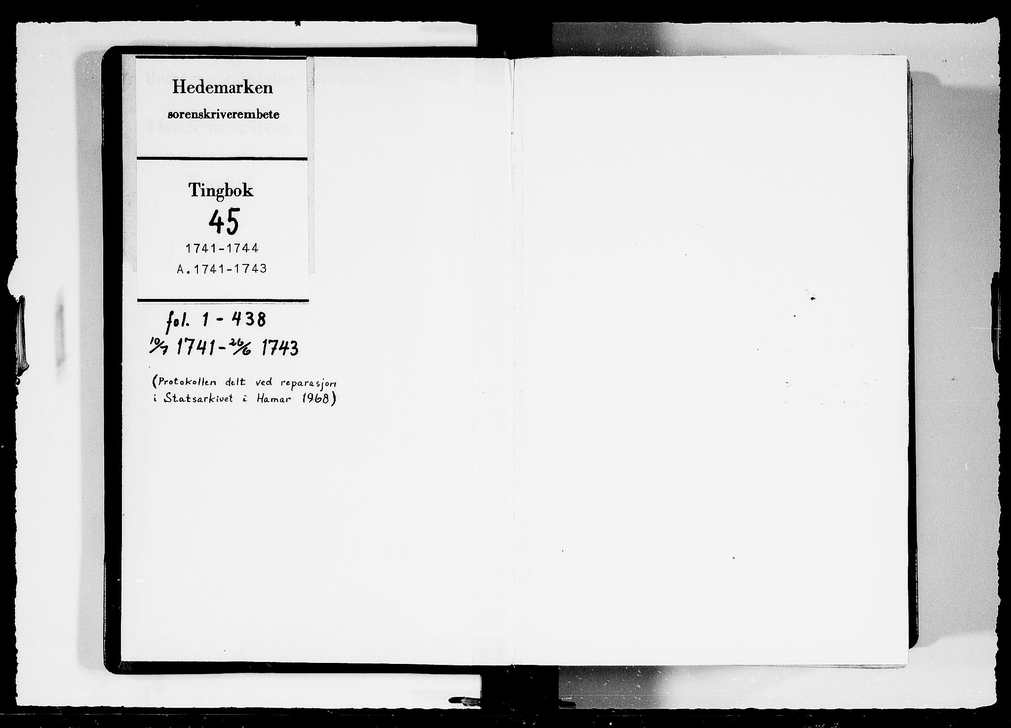 Hedemarken sorenskriveri, AV/SAH-TING-034/G/Gb/L0045A: Tingbok, 1741-1743