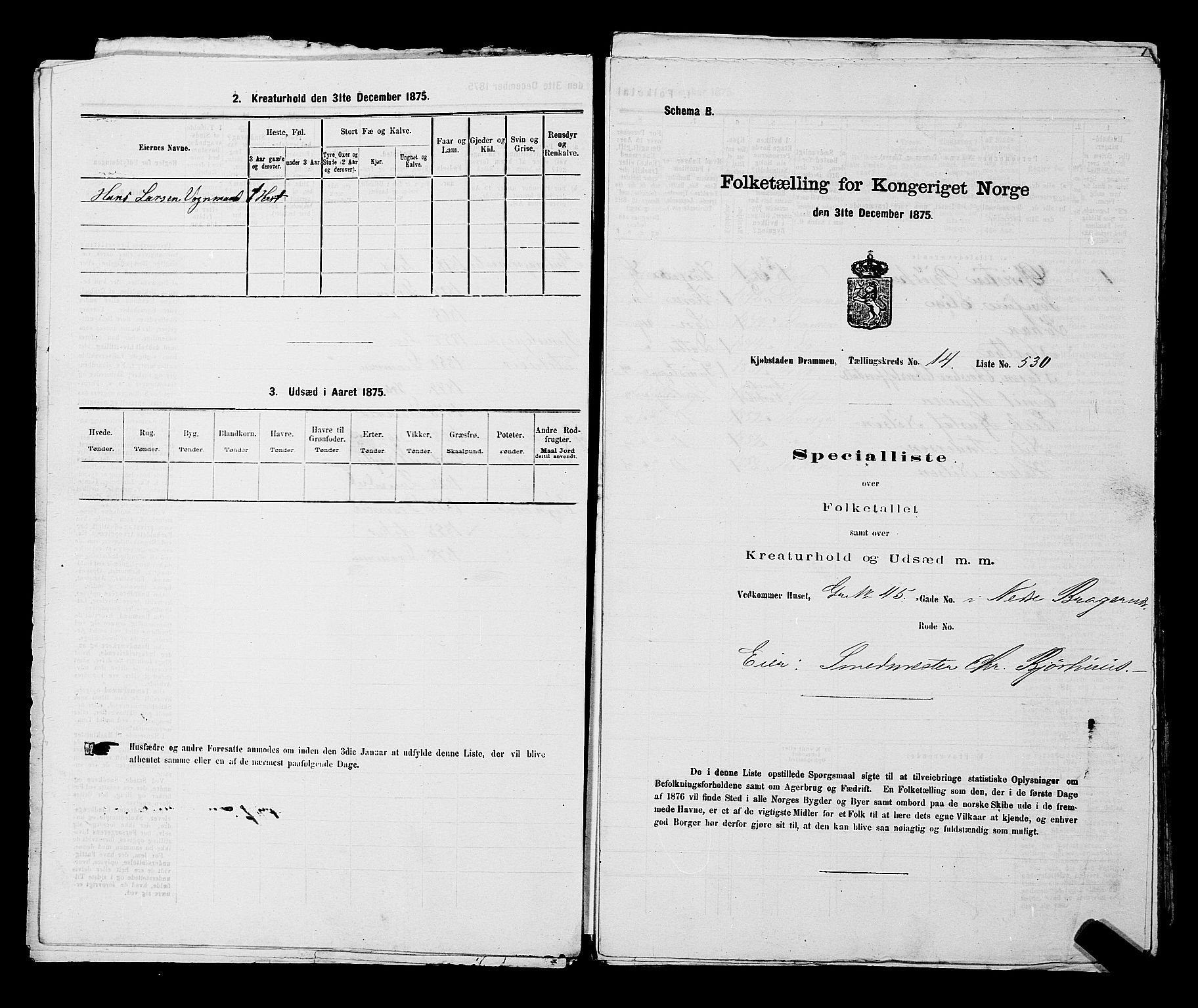 SAKO, Folketelling 1875 for 0602 Drammen kjøpstad, 1875, s. 1501