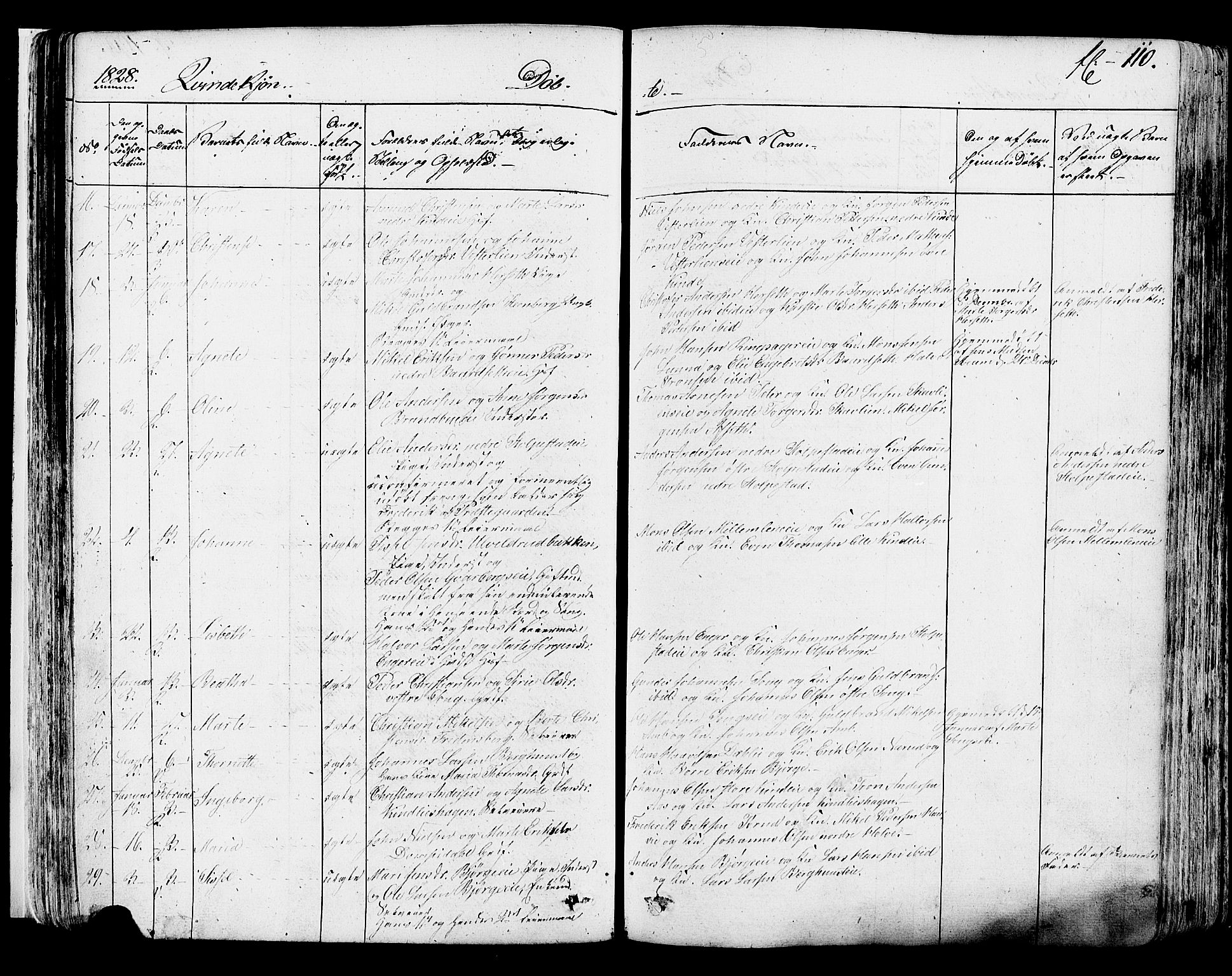 Ringsaker prestekontor, AV/SAH-PREST-014/K/Ka/L0007: Ministerialbok nr. 7A, 1826-1837, s. 110