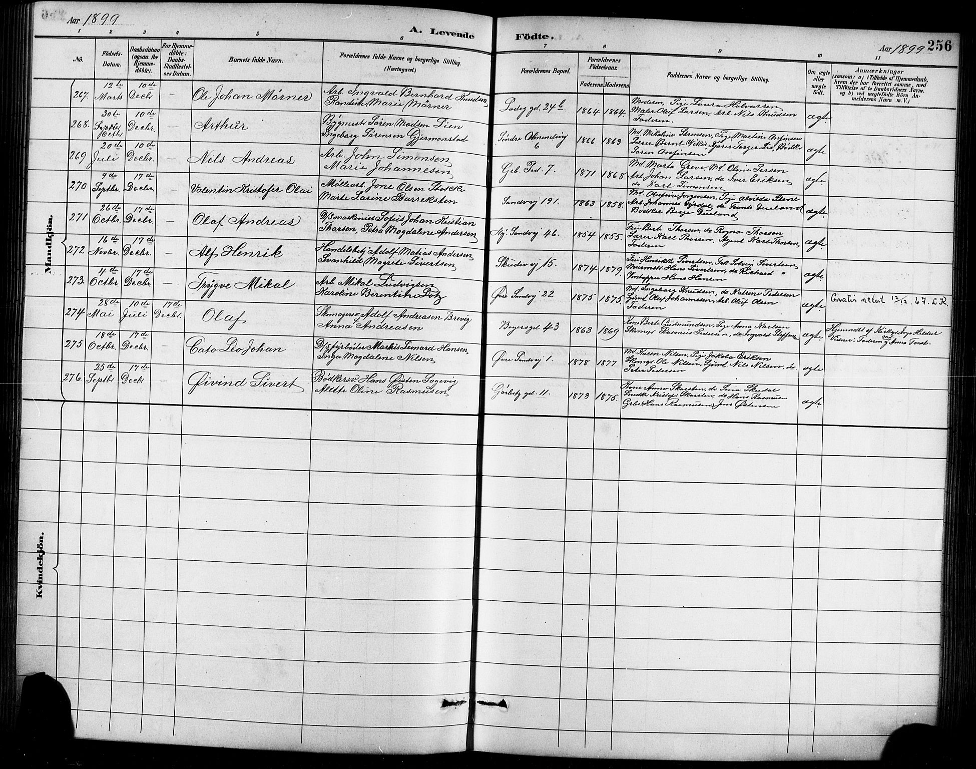 Sandviken Sokneprestembete, AV/SAB-A-77601/H/Hb/L0002: Klokkerbok nr. A 3, 1888-1902, s. 256