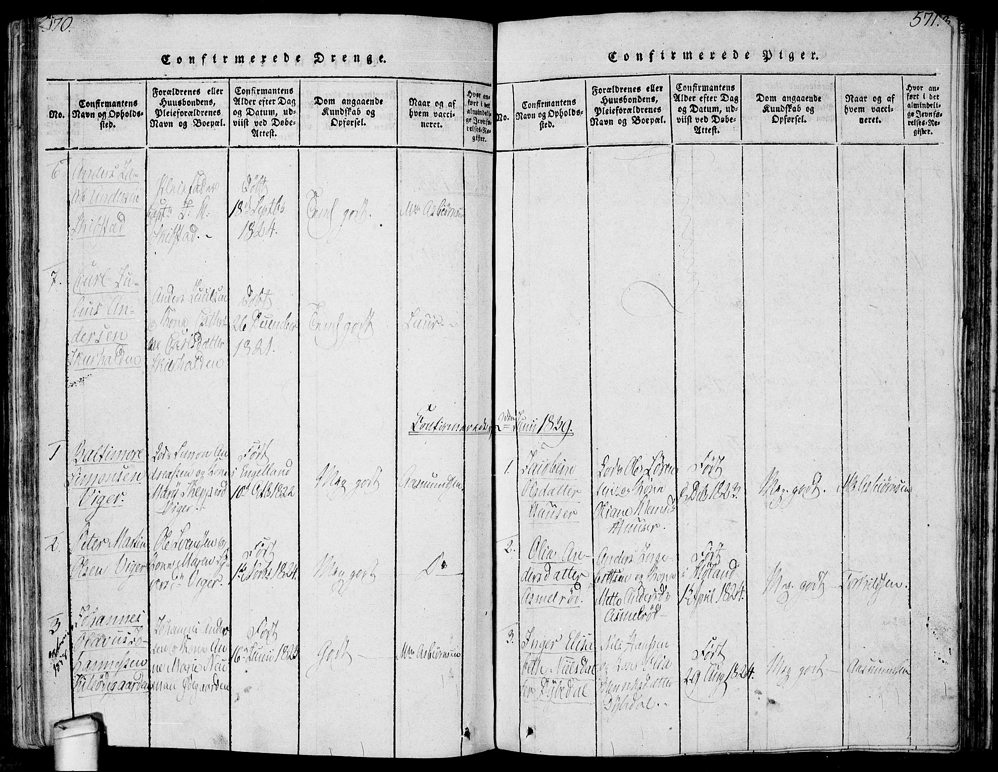 Hvaler prestekontor Kirkebøker, AV/SAO-A-2001/F/Fa/L0005: Ministerialbok nr. I 5, 1816-1845, s. 570-571