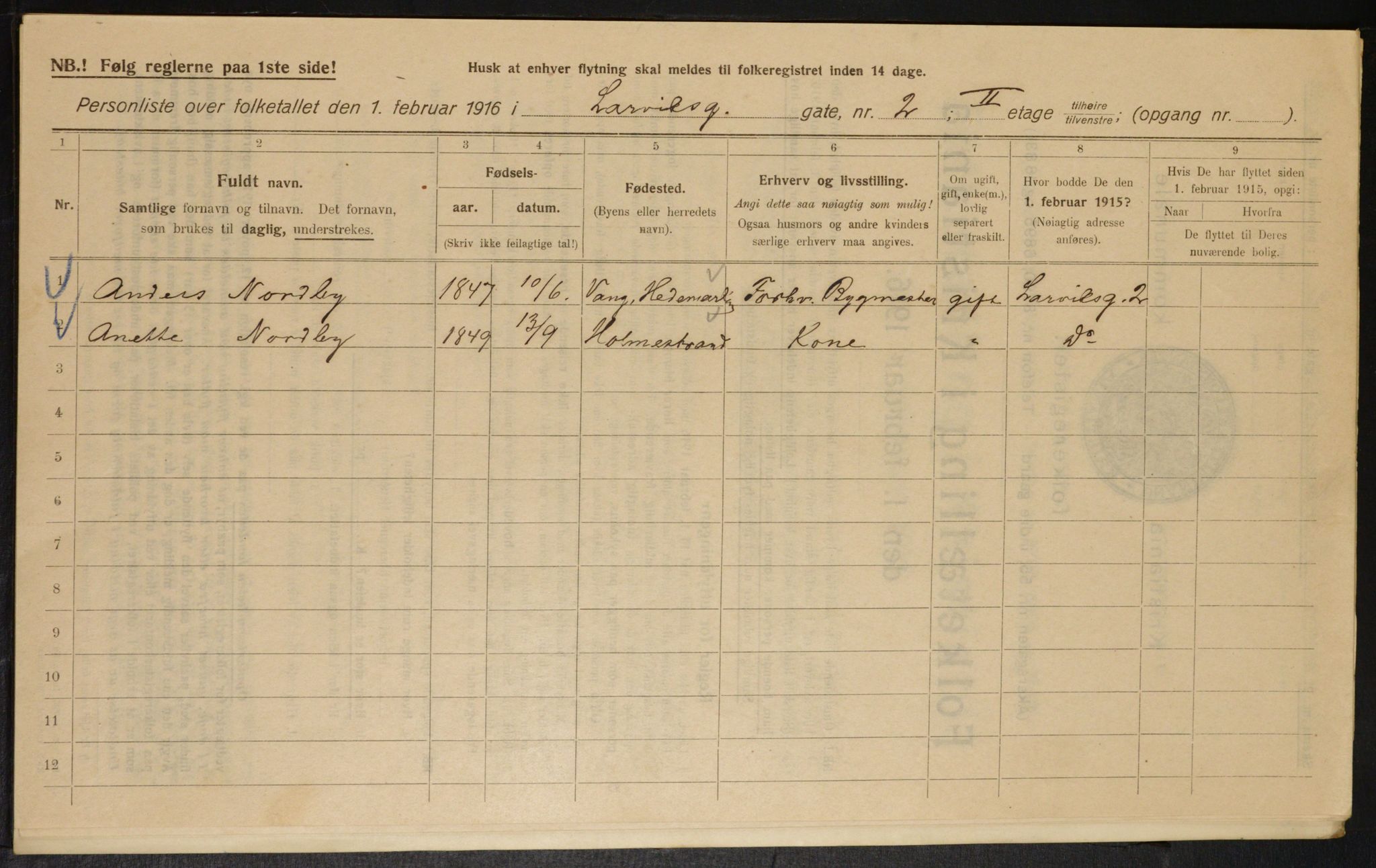 OBA, Kommunal folketelling 1.2.1916 for Kristiania, 1916, s. 58398