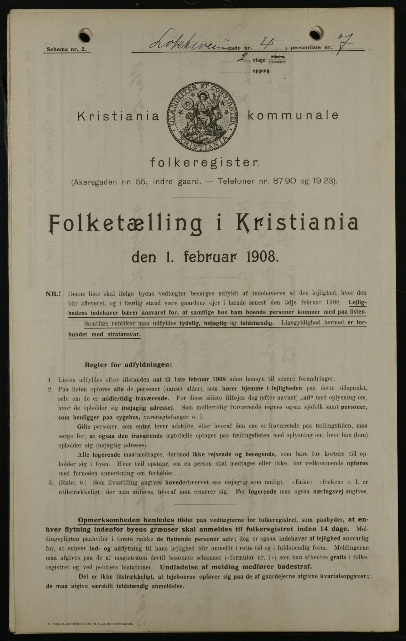 OBA, Kommunal folketelling 1.2.1908 for Kristiania kjøpstad, 1908, s. 52521