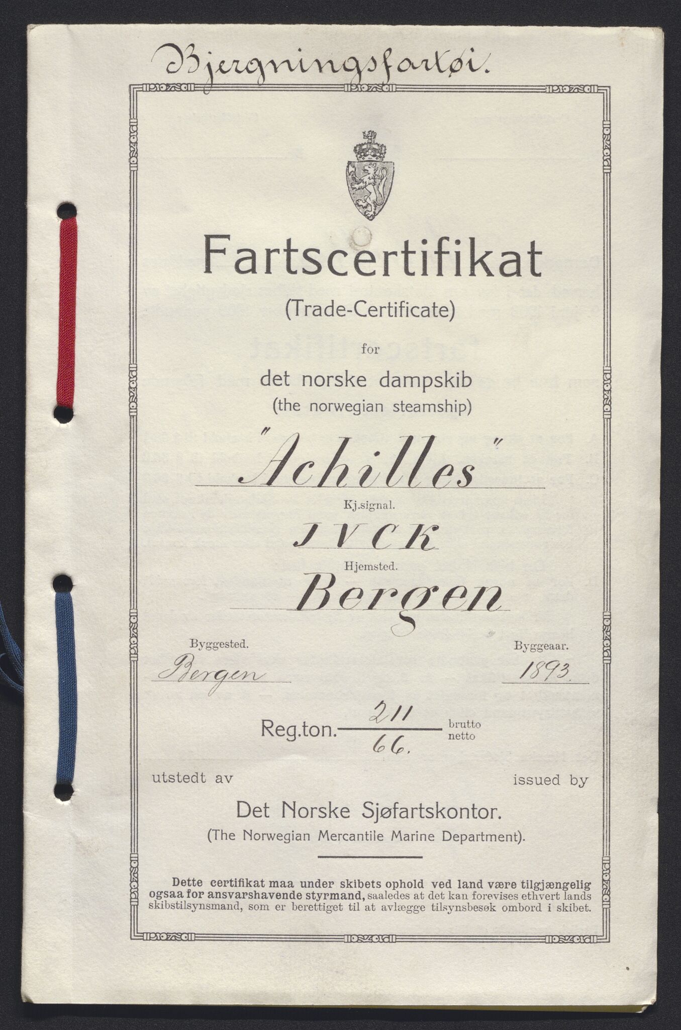 Sjøfartsdirektoratet med forløpere, skipsmapper slettede skip, AV/RA-S-4998/F/Fa/L0001: --, 1860-1922, s. 419