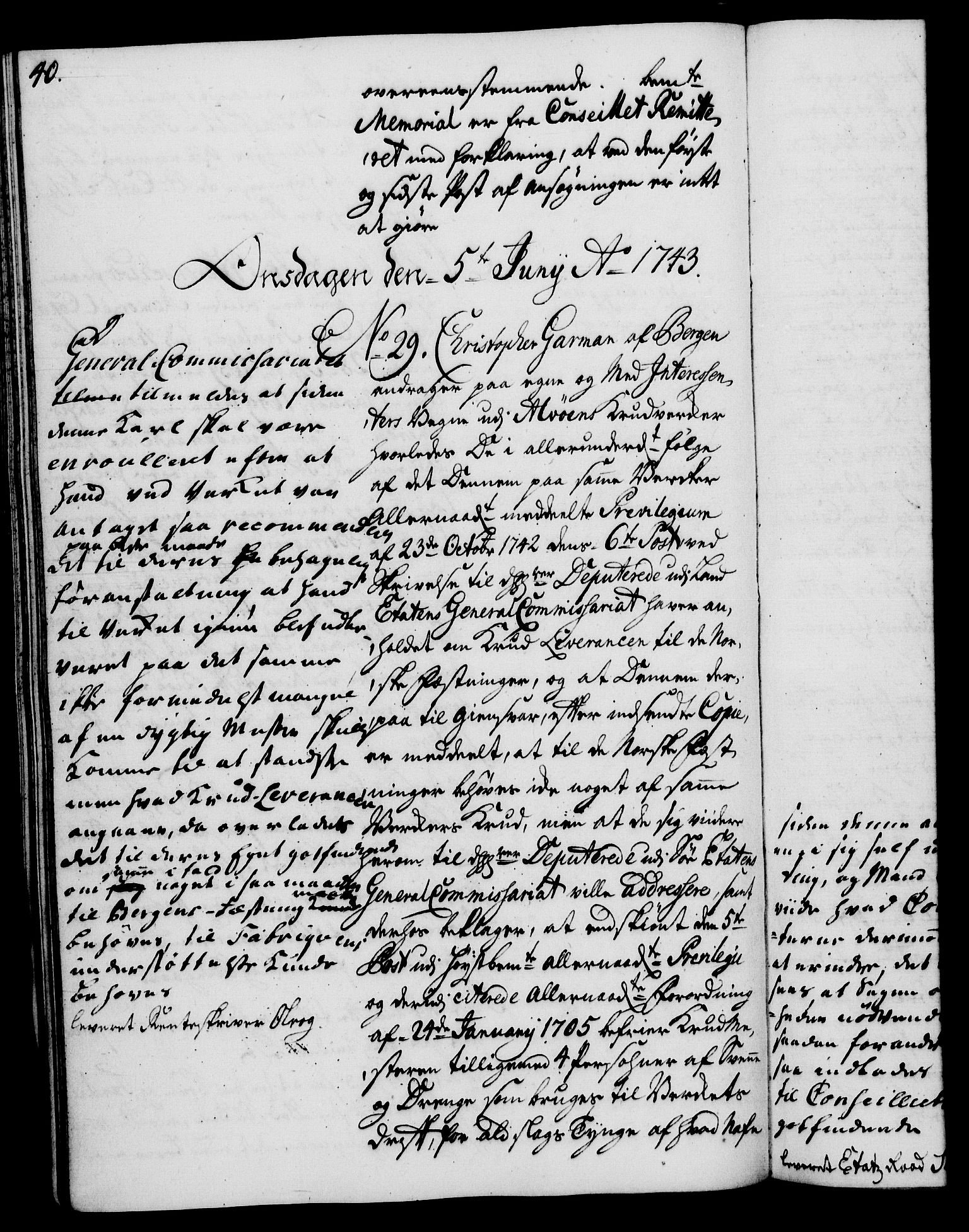 Rentekammeret, Kammerkanselliet, AV/RA-EA-3111/G/Gh/Gha/L0025: Norsk ekstraktmemorialprotokoll (merket RK 53.70), 1743-1744, s. 40
