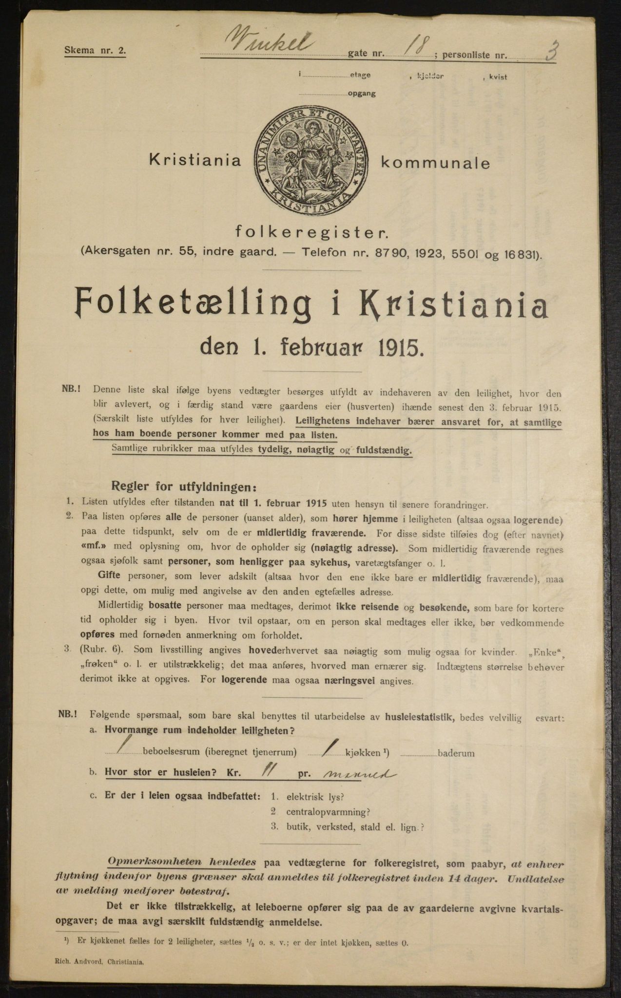 OBA, Kommunal folketelling 1.2.1915 for Kristiania, 1915, s. 124679