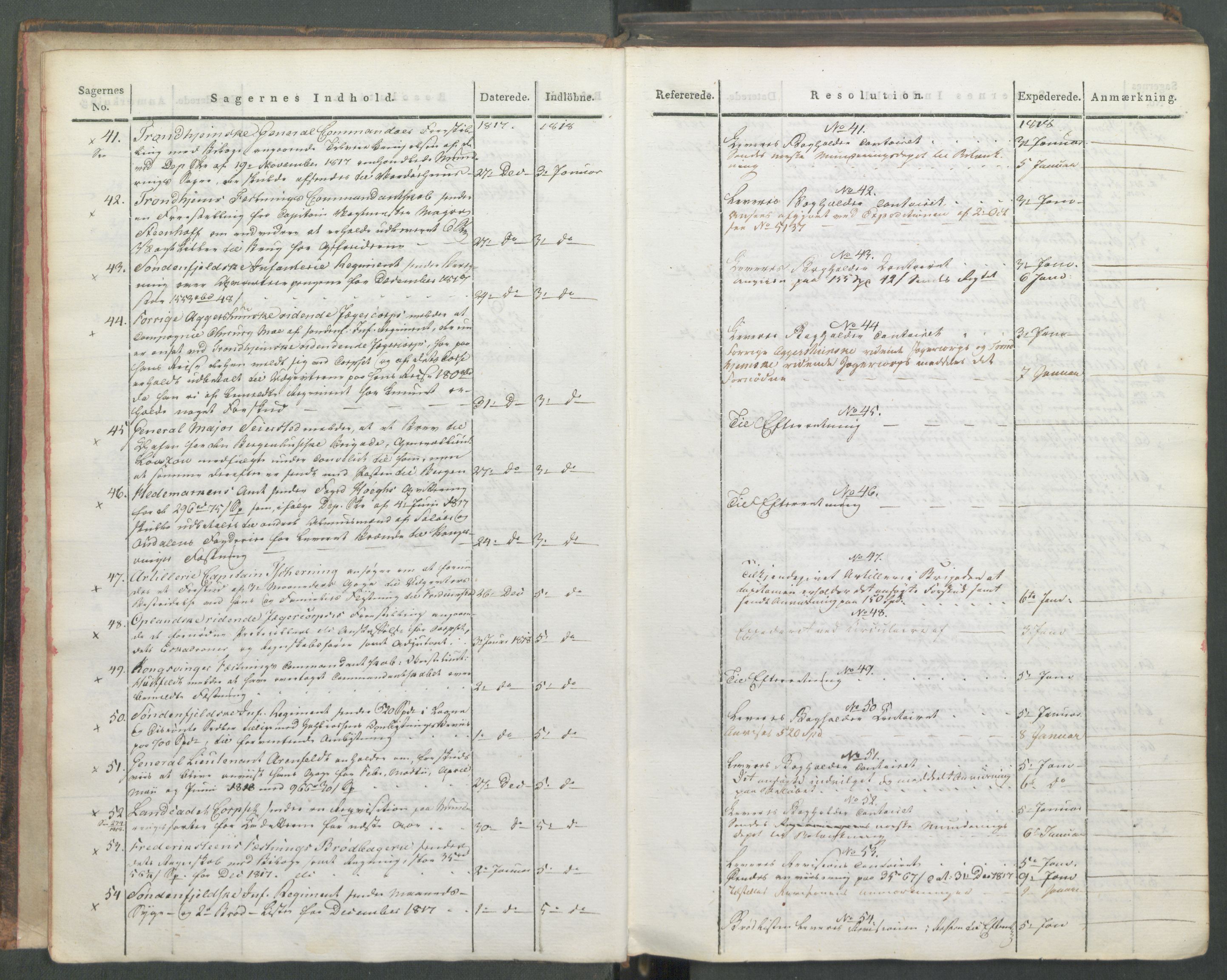 Armédepartementet, AV/RA-RAFA-3493/C/Ca/L0015: 6. Departements Journal, 1818