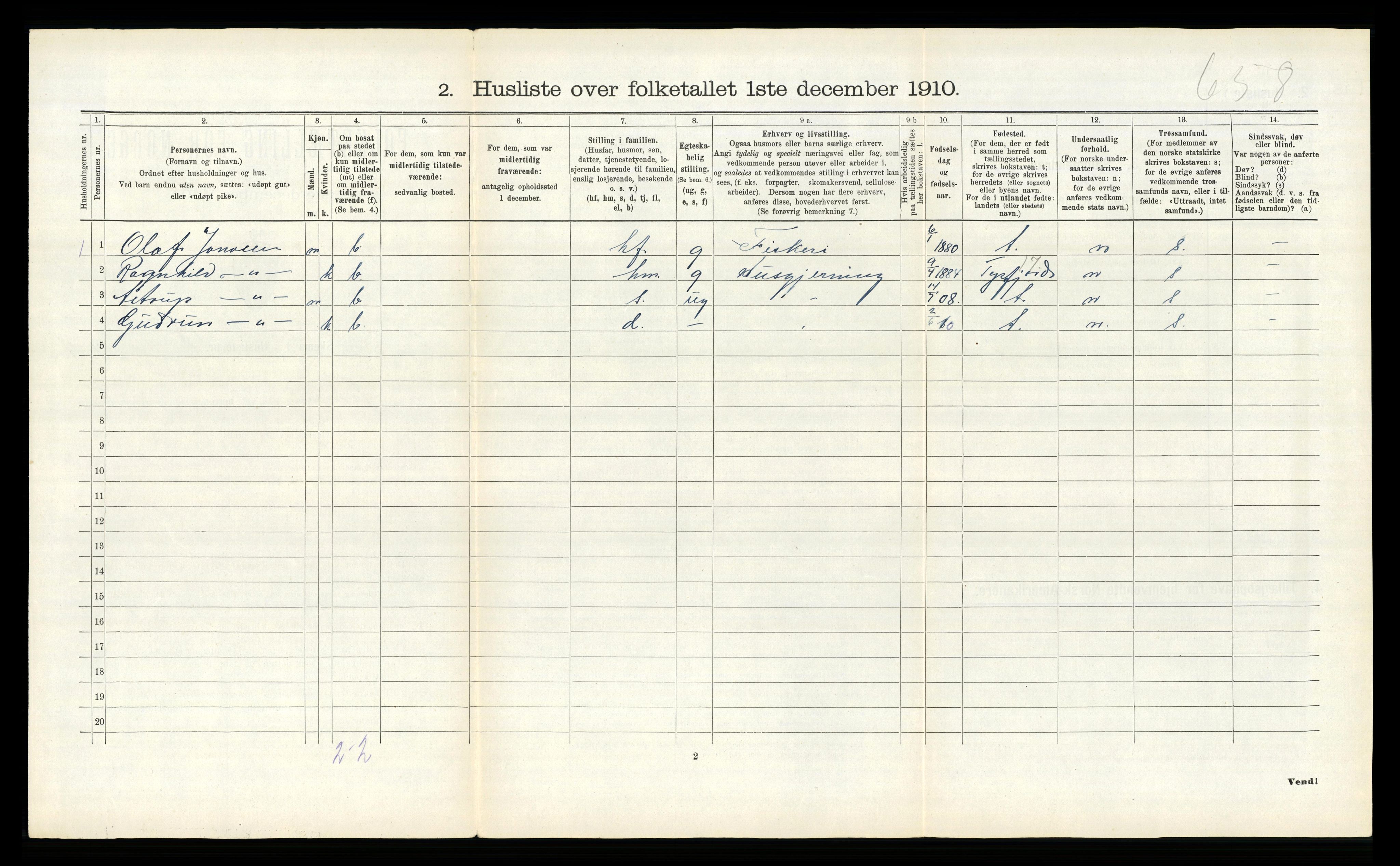 RA, Folketelling 1910 for 1849 Hamarøy herred, 1910, s. 65