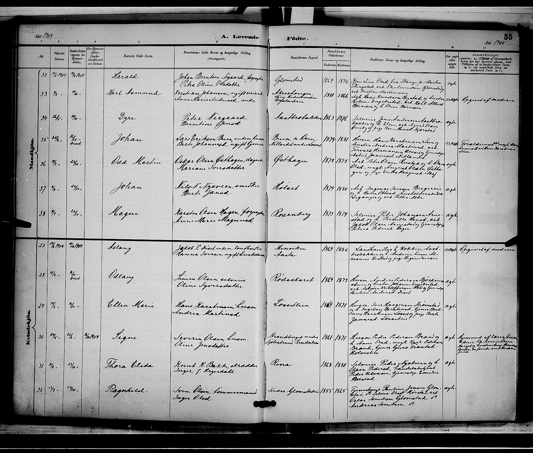 Åmot prestekontor, Hedmark, AV/SAH-PREST-056/H/Ha/Hab/L0002: Klokkerbok nr. 2, 1896-1906, s. 55