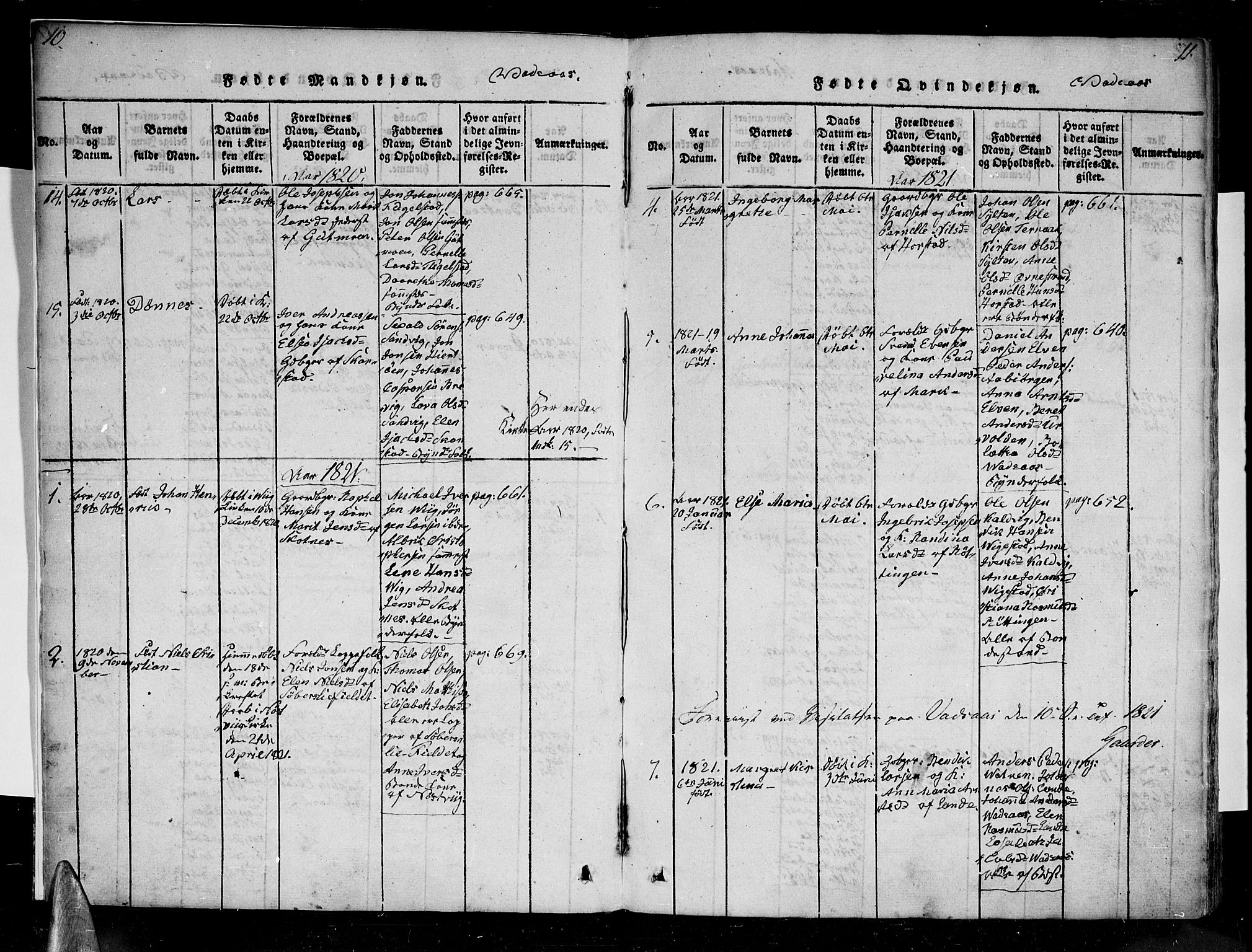 Ministerialprotokoller, klokkerbøker og fødselsregistre - Nordland, AV/SAT-A-1459/810/L0142: Ministerialbok nr. 810A06 /1, 1819-1841, s. 10-11