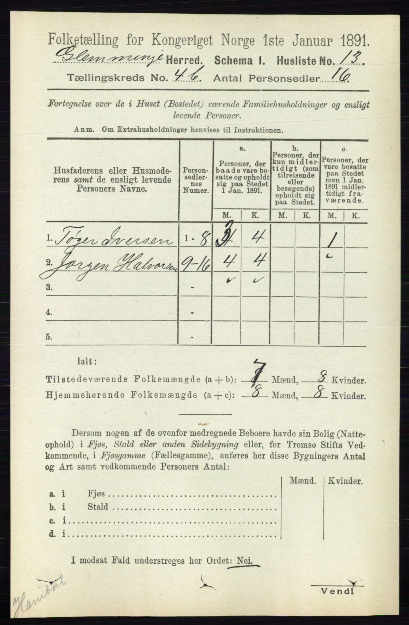 RA, Folketelling 1891 for 0132 Glemmen herred, 1891, s. 4747