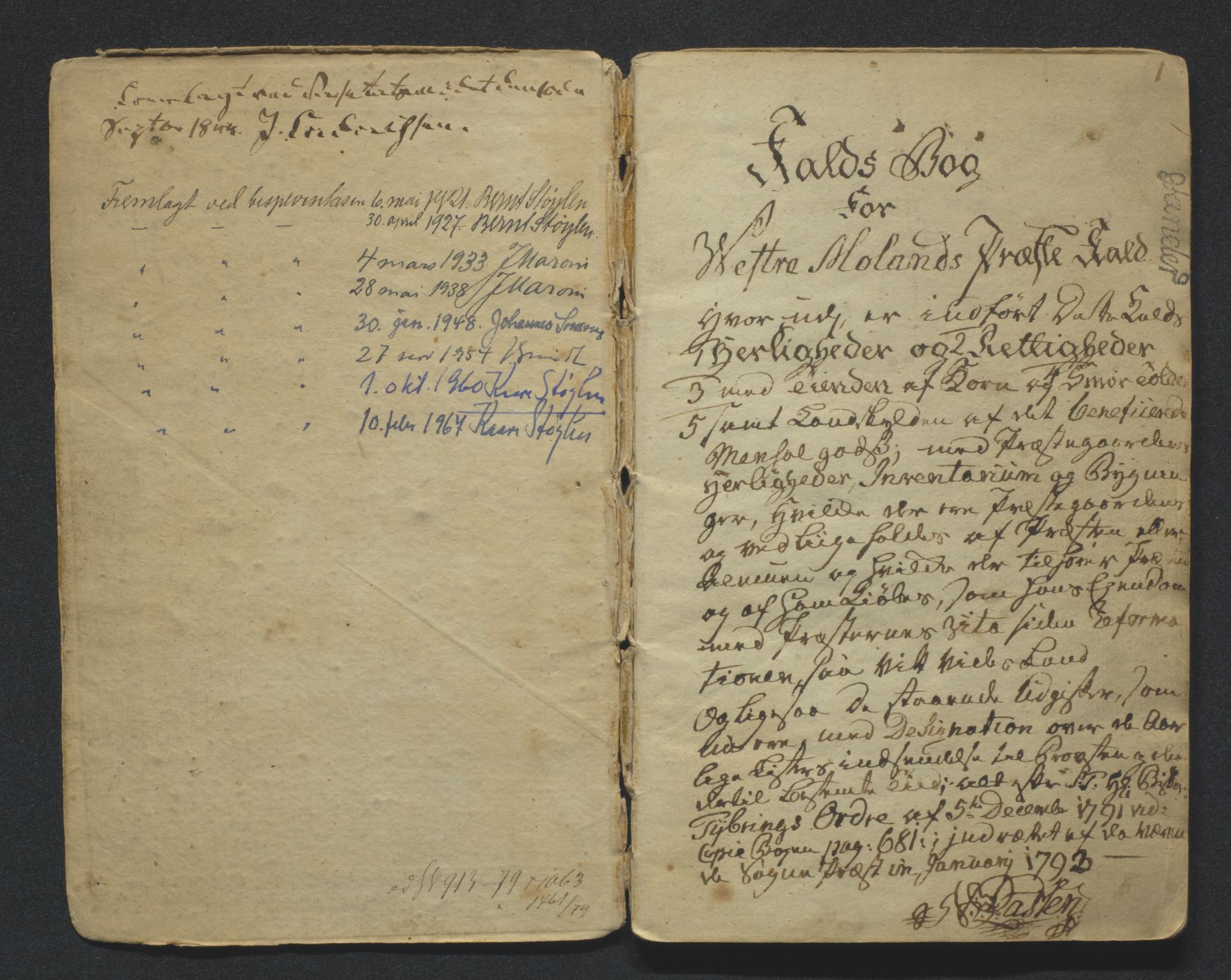 Vestre Moland sokneprestkontor, SAK/1111-0046/G/L0003/0001: Kallsbøker / Kallsbok, 1793-1830