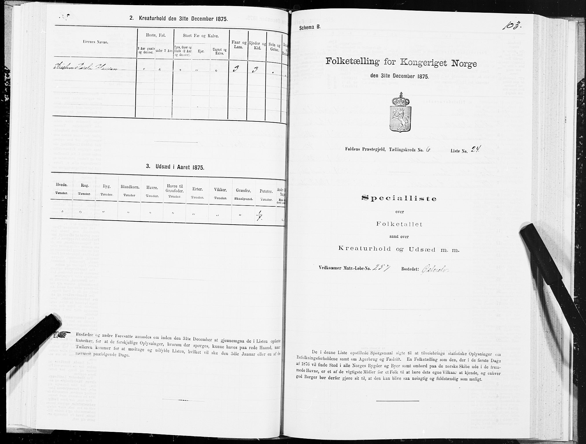 SAT, Folketelling 1875 for 1845P Folda prestegjeld, 1875, s. 2103