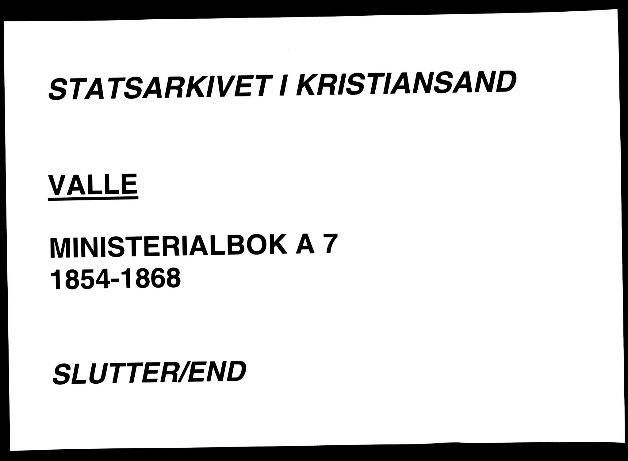 Valle sokneprestkontor, AV/SAK-1111-0044/F/Fa/Fac/L0007: Ministerialbok nr. A 7, 1854-1868