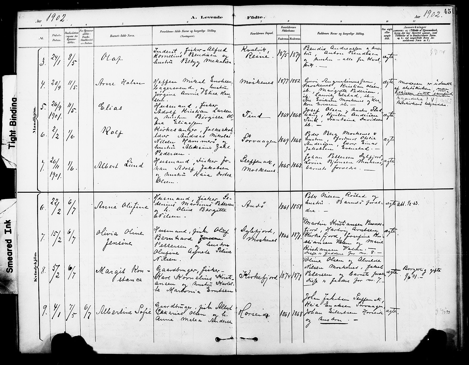 Ministerialprotokoller, klokkerbøker og fødselsregistre - Nordland, AV/SAT-A-1459/886/L1220: Ministerialbok nr. 886A02, 1892-1903, s. 45