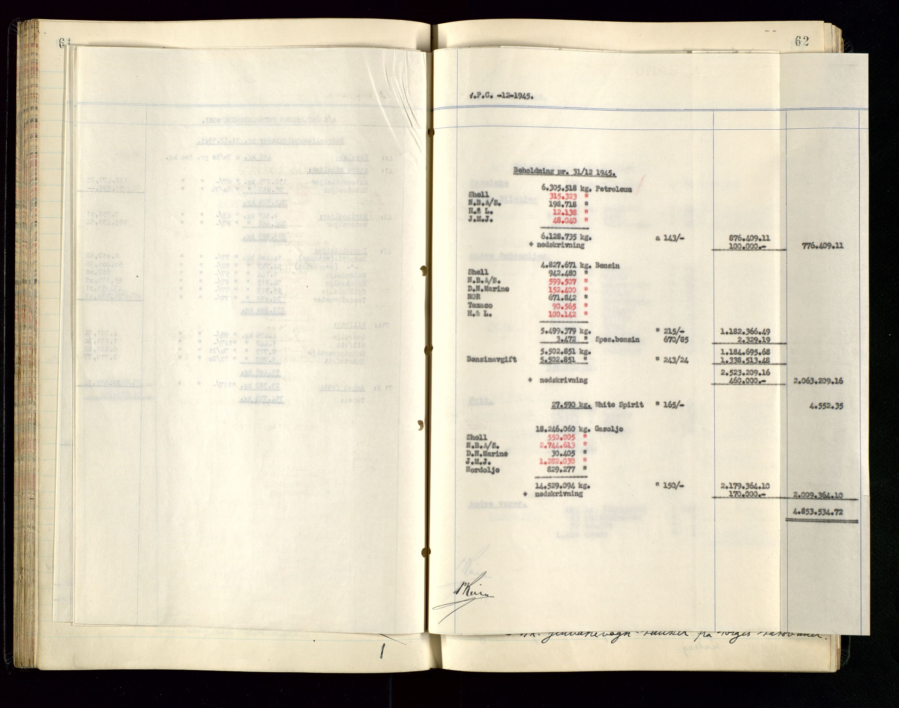 PA 1534 - Østlandske Petroleumscompagni A/S, AV/SAST-A-101954/A/Aa/L0005/0001: Direksjonsprotokoller / Den Administrerende Direksjon alle selskaper (referatprotokoll), 1943-1958