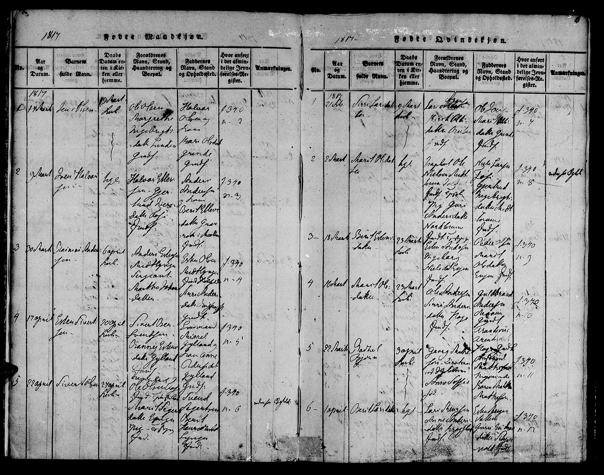 Ministerialprotokoller, klokkerbøker og fødselsregistre - Sør-Trøndelag, SAT/A-1456/692/L1102: Ministerialbok nr. 692A02, 1816-1842, s. 6