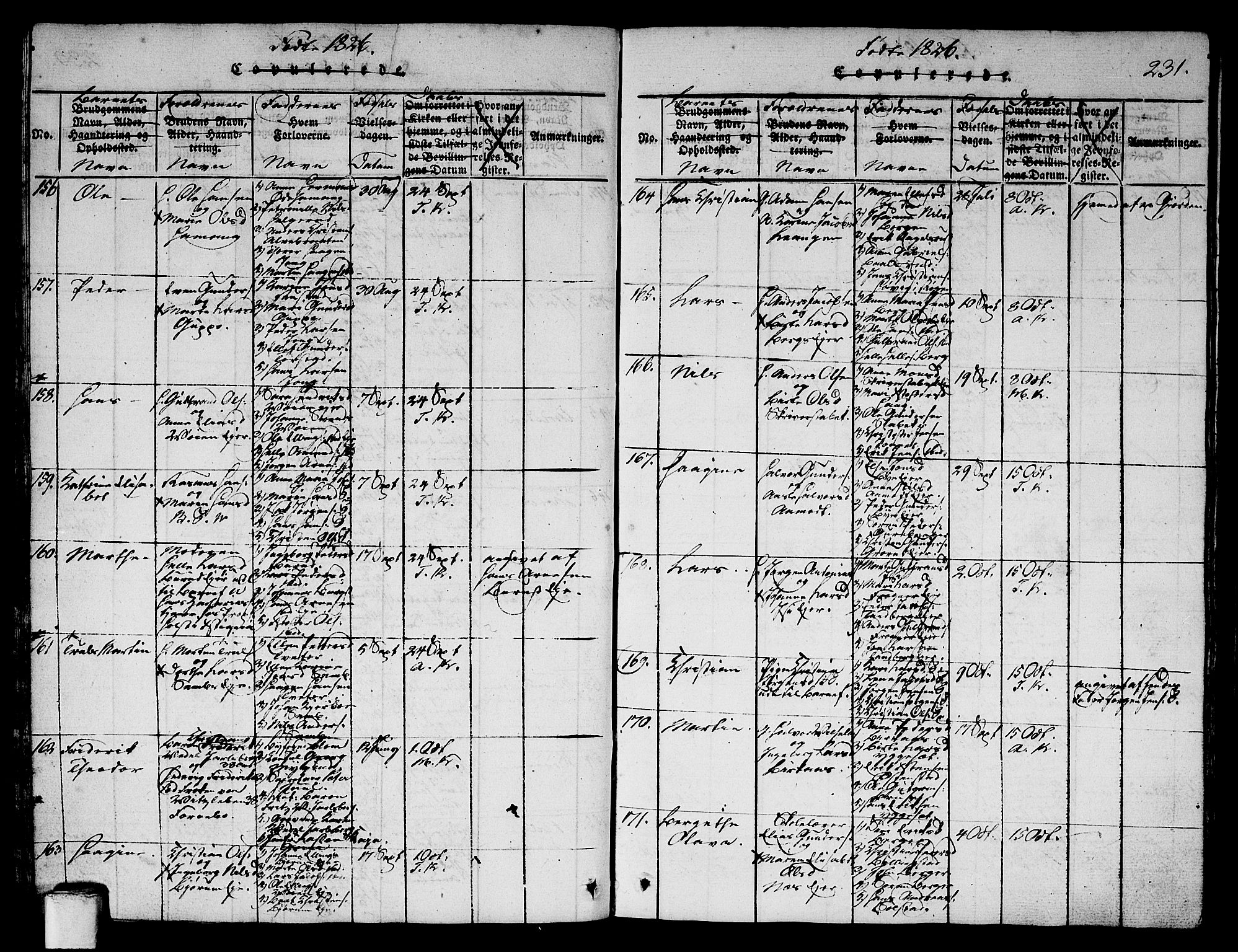 Asker prestekontor Kirkebøker, SAO/A-10256a/G/Ga/L0001: Klokkerbok nr. I 1, 1814-1830, s. 231