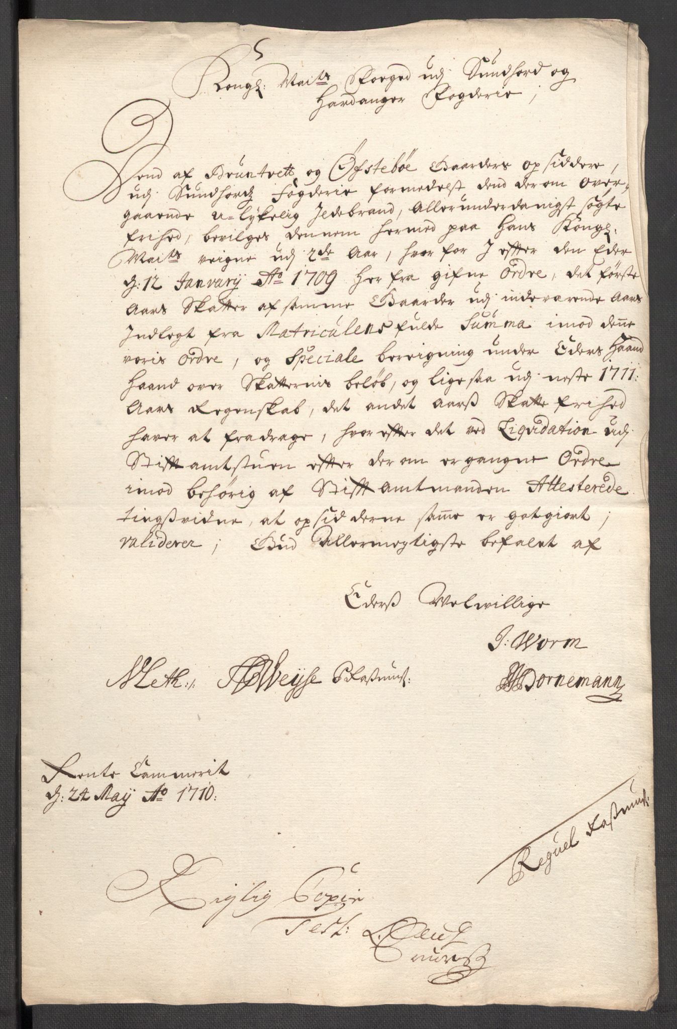 Rentekammeret inntil 1814, Reviderte regnskaper, Fogderegnskap, AV/RA-EA-4092/R48/L2986: Fogderegnskap Sunnhordland og Hardanger, 1709-1710, s. 586