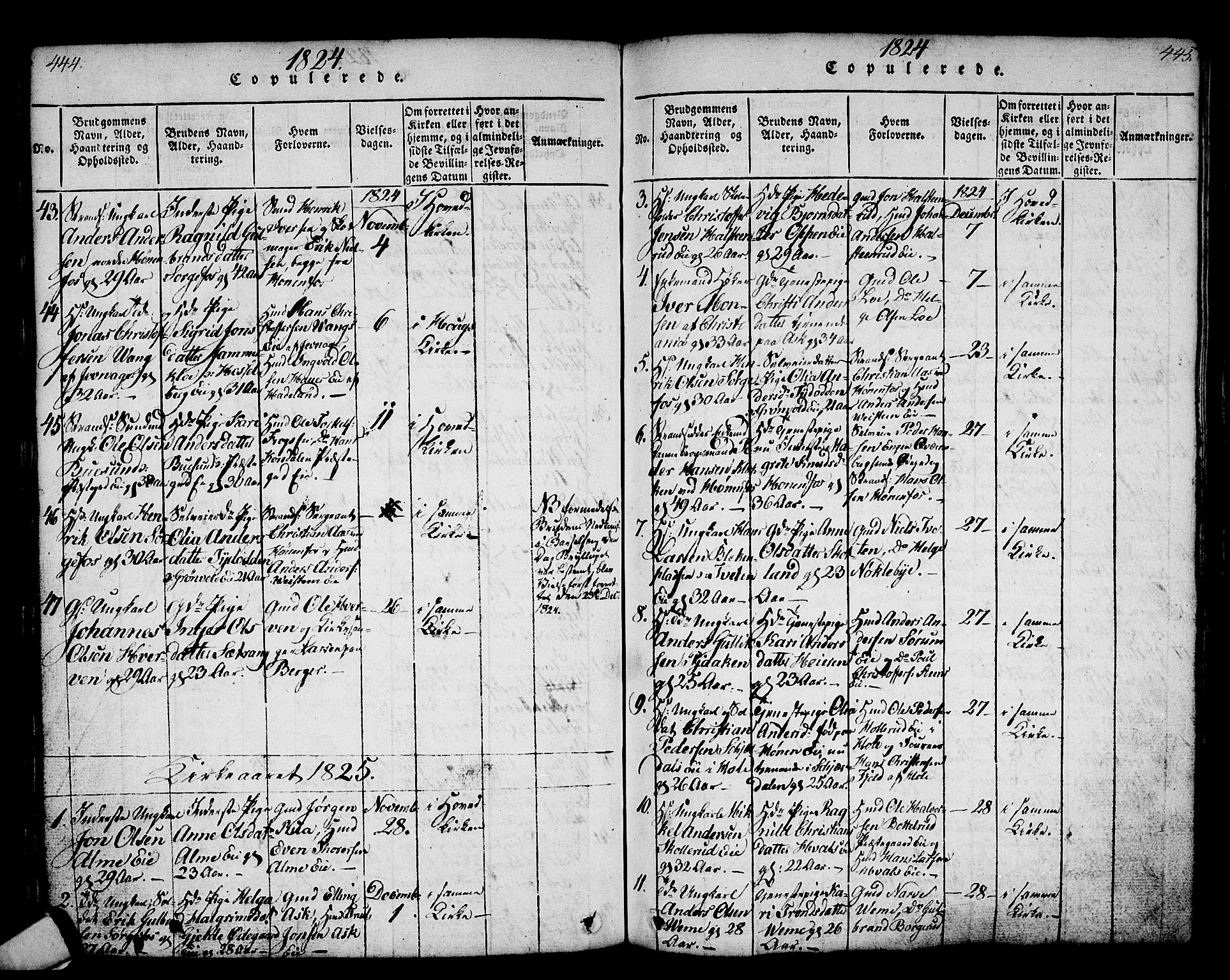 Norderhov kirkebøker, AV/SAKO-A-237/G/Ga/L0002: Klokkerbok nr. I 2, 1814-1867, s. 444-445