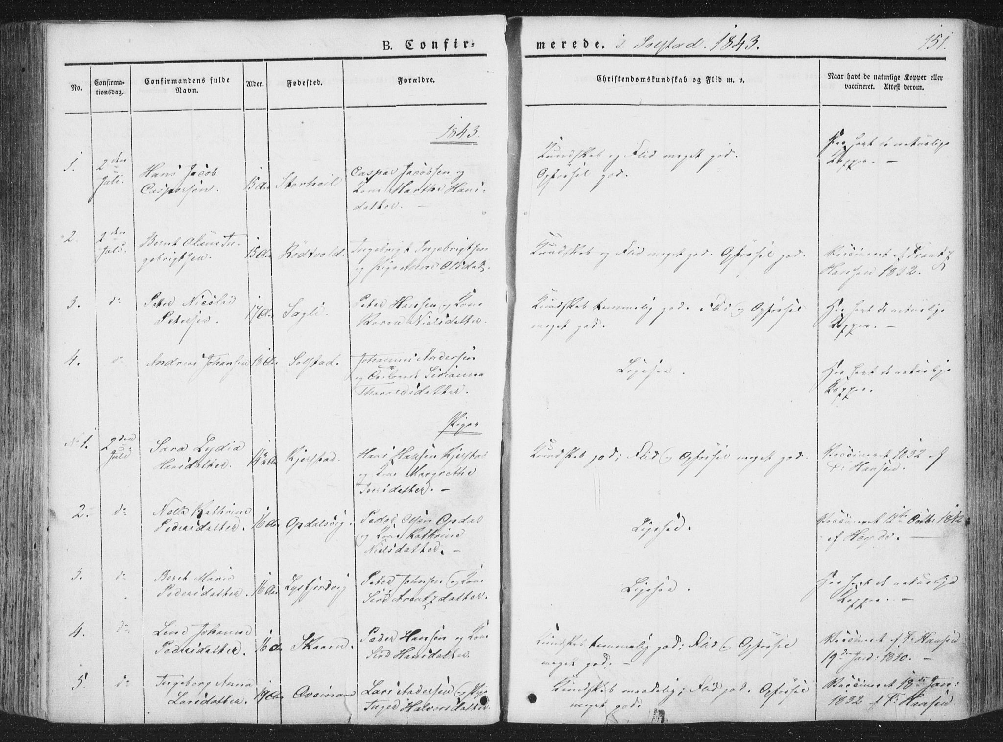 Ministerialprotokoller, klokkerbøker og fødselsregistre - Nordland, AV/SAT-A-1459/810/L0145: Ministerialbok nr. 810A07 /2, 1841-1862, s. 151