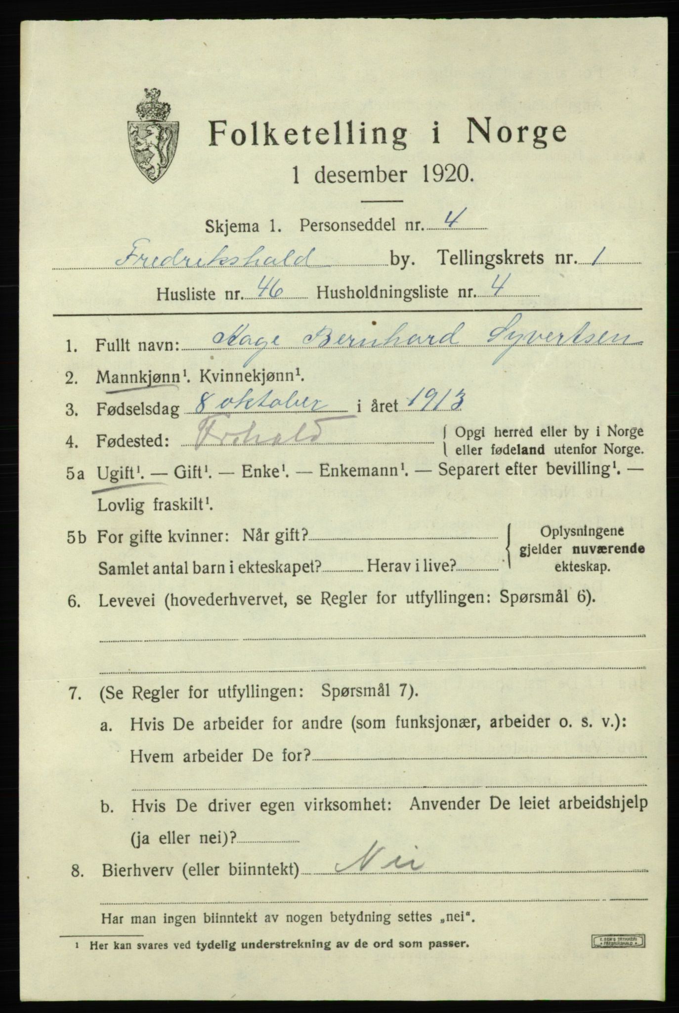 SAO, Folketelling 1920 for 0101 Fredrikshald kjøpstad, 1920, s. 9003