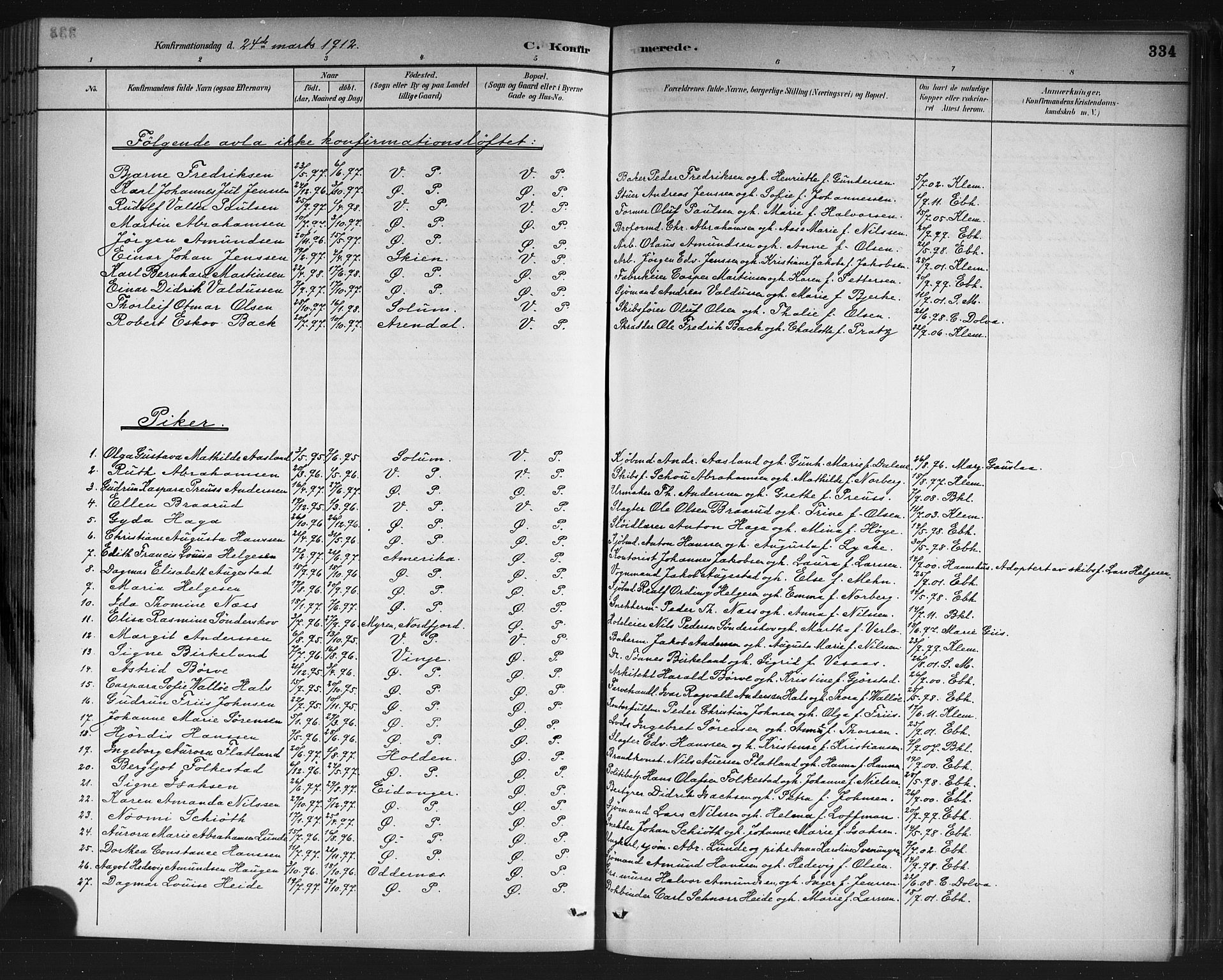 Porsgrunn kirkebøker , AV/SAKO-A-104/G/Gb/L0005: Klokkerbok nr. II 5, 1883-1915, s. 334