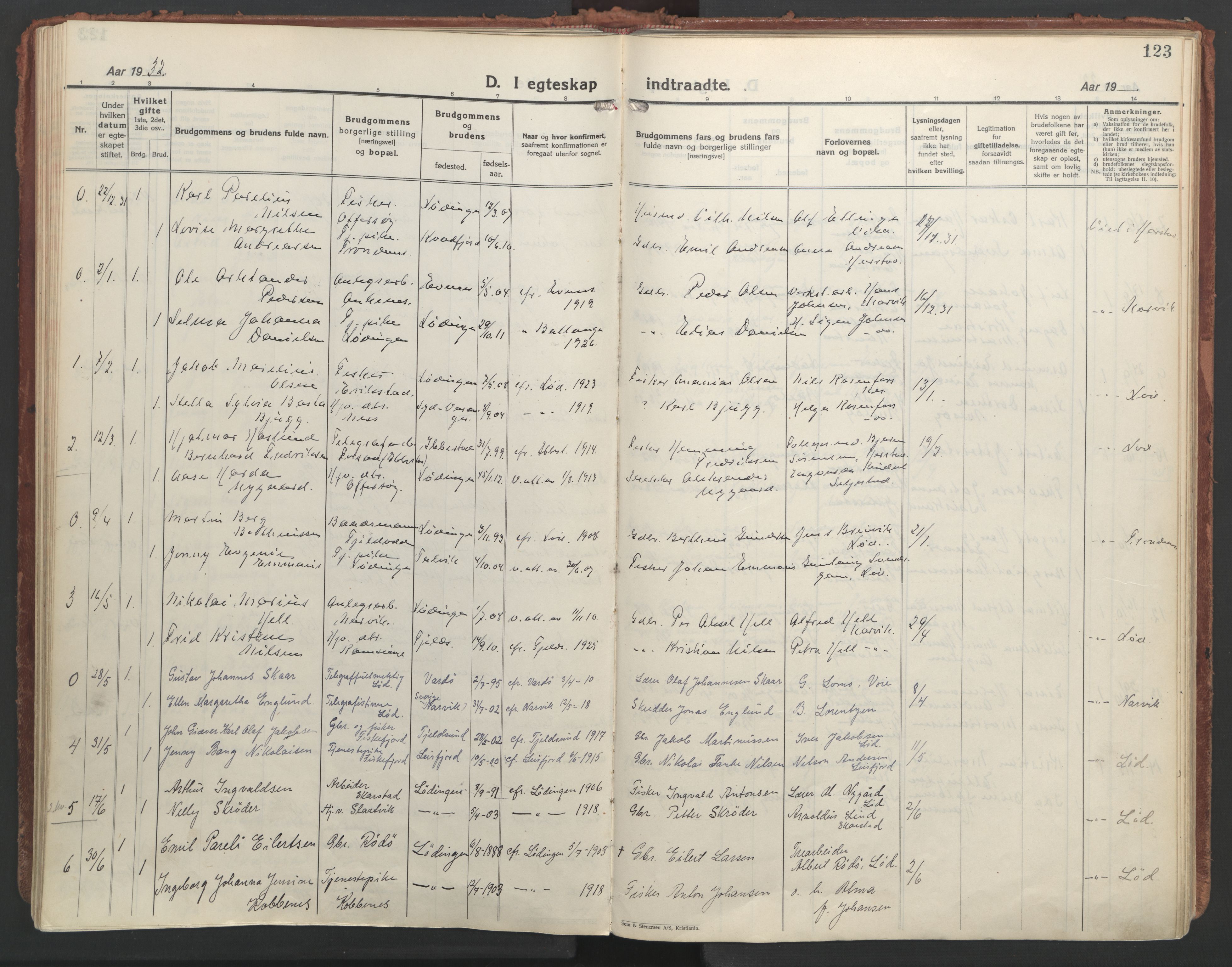 Ministerialprotokoller, klokkerbøker og fødselsregistre - Nordland, AV/SAT-A-1459/872/L1043: Ministerialbok nr. 872A18, 1925-1939, s. 123