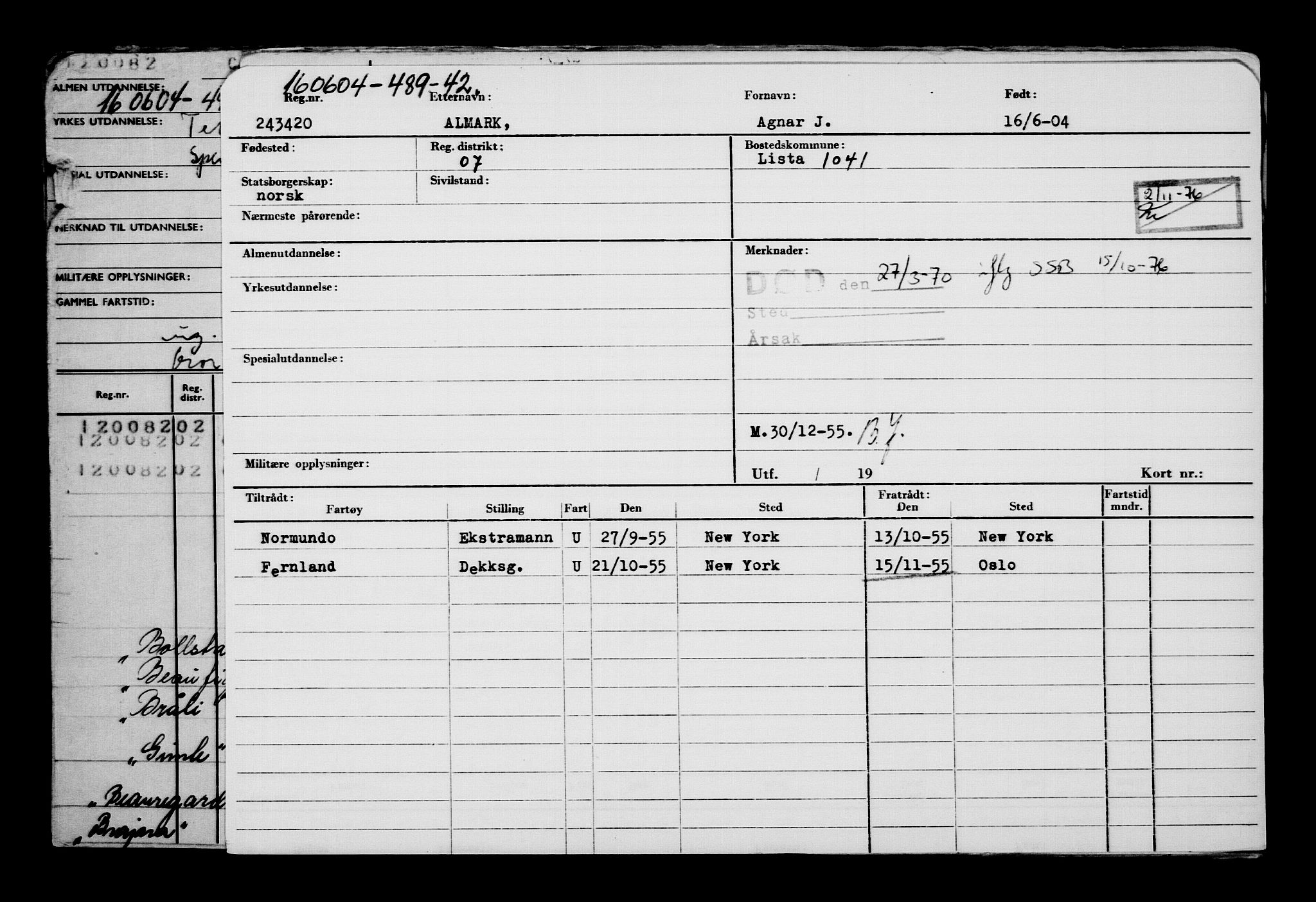 Direktoratet for sjømenn, AV/RA-S-3545/G/Gb/L0054: Hovedkort, 1904, s. 151