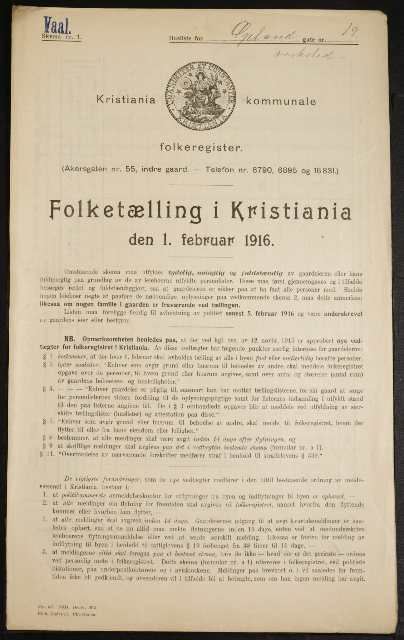 OBA, Kommunal folketelling 1.2.1916 for Kristiania, 1916, s. 77799