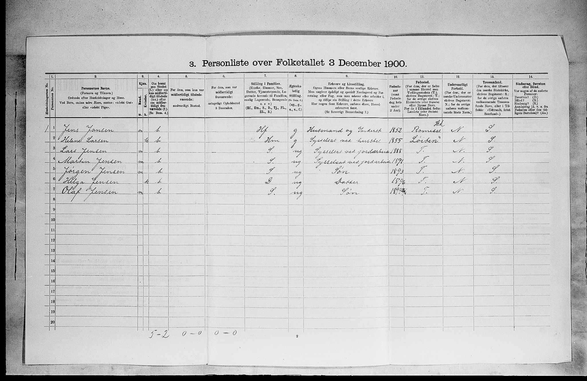 SAH, Folketelling 1900 for 0417 Stange herred, 1900, s. 449