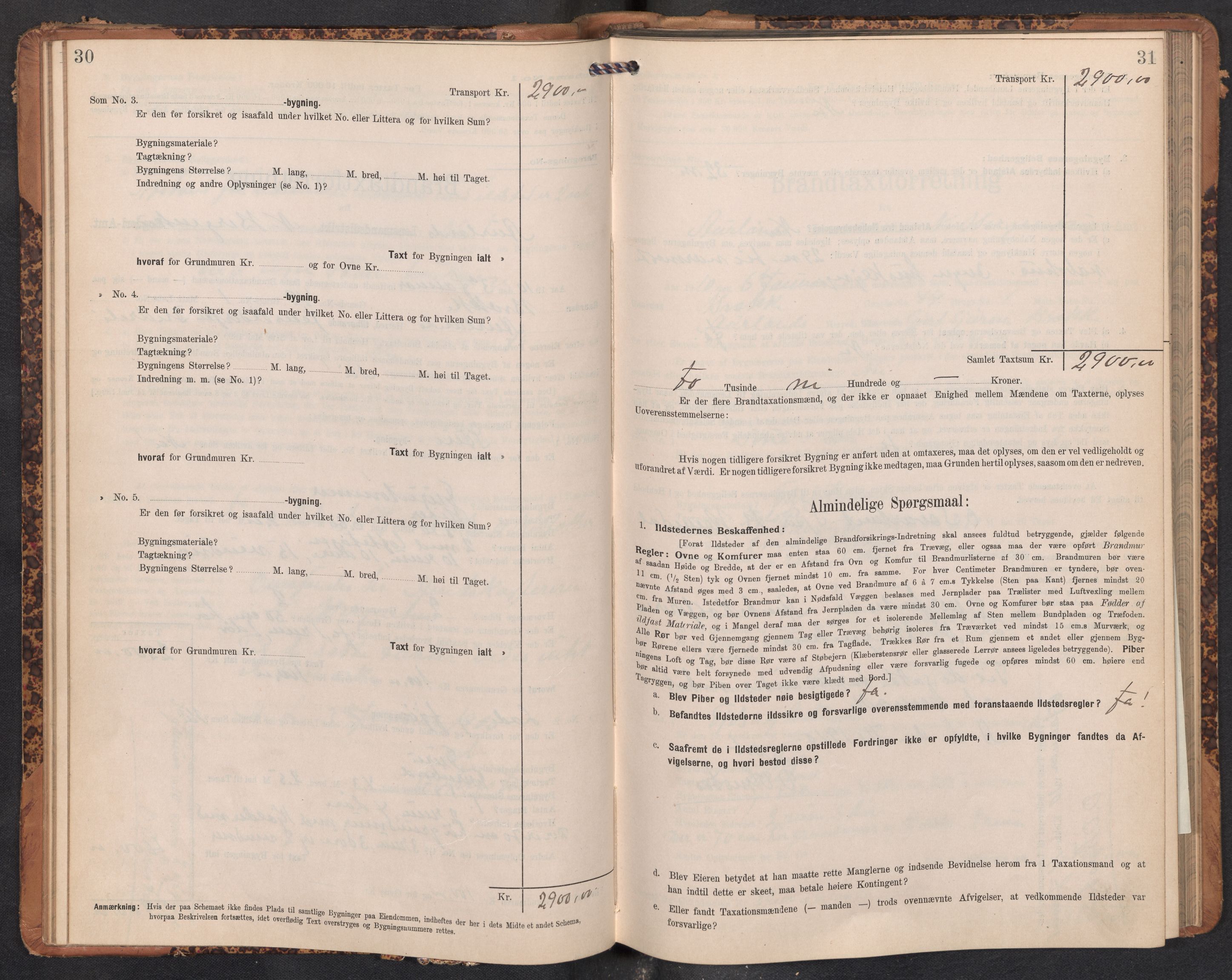 Lensmannen i Aurland, AV/SAB-A-26401/0012/L0005: Branntakstprotokoll, skjematakst, 1909-1916, s. 30-31