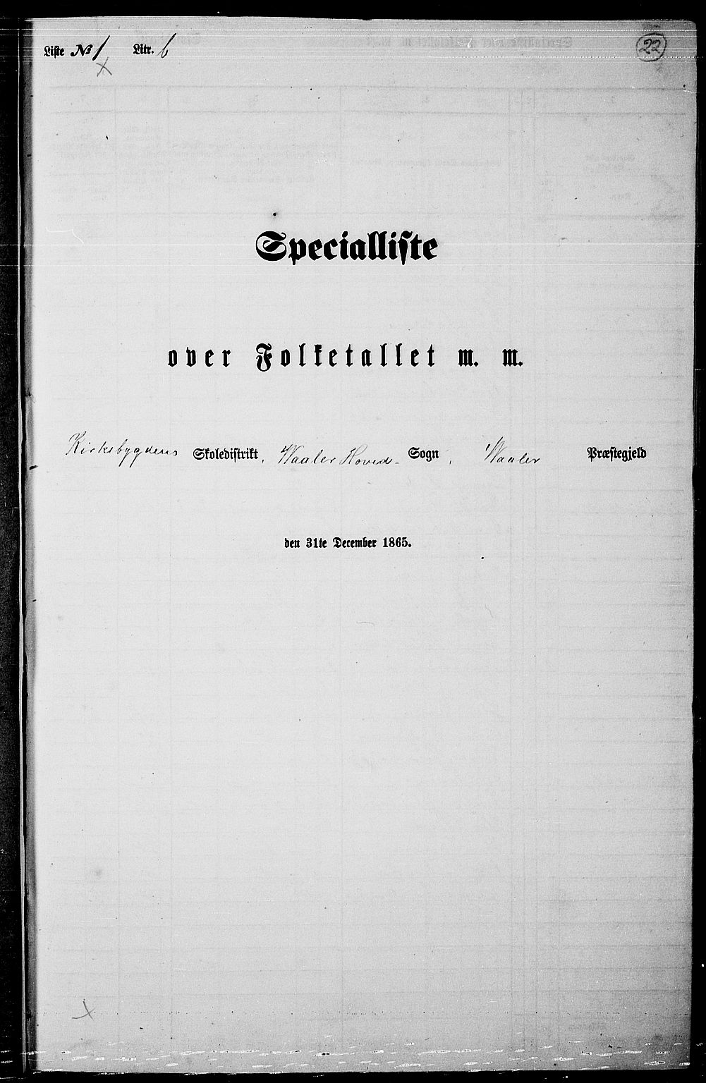 RA, Folketelling 1865 for 0137P Våler prestegjeld, 1865, s. 23