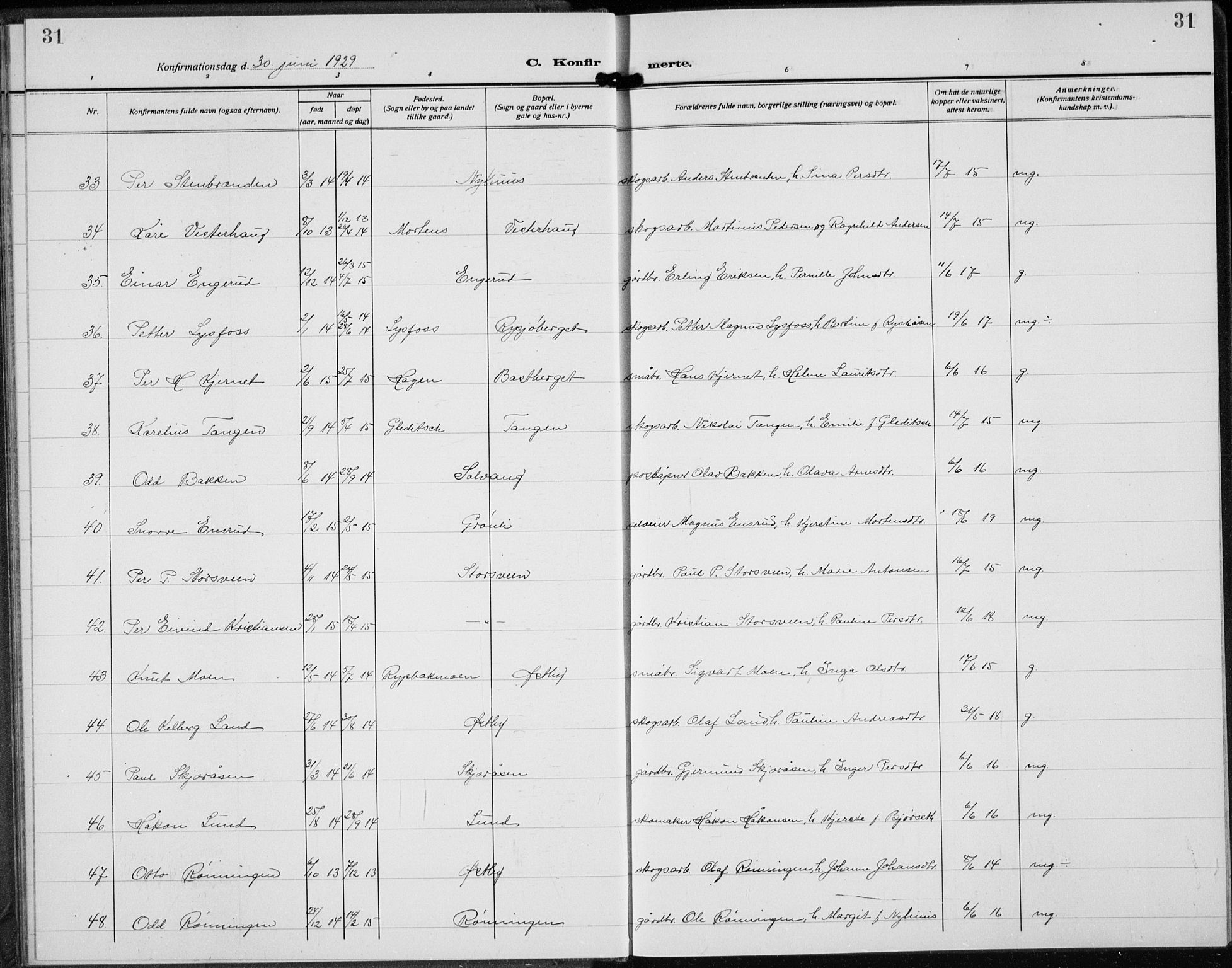 Trysil prestekontor, AV/SAH-PREST-046/H/Ha/Hab/L0010: Klokkerbok nr. 10, 1917-1937, s. 31