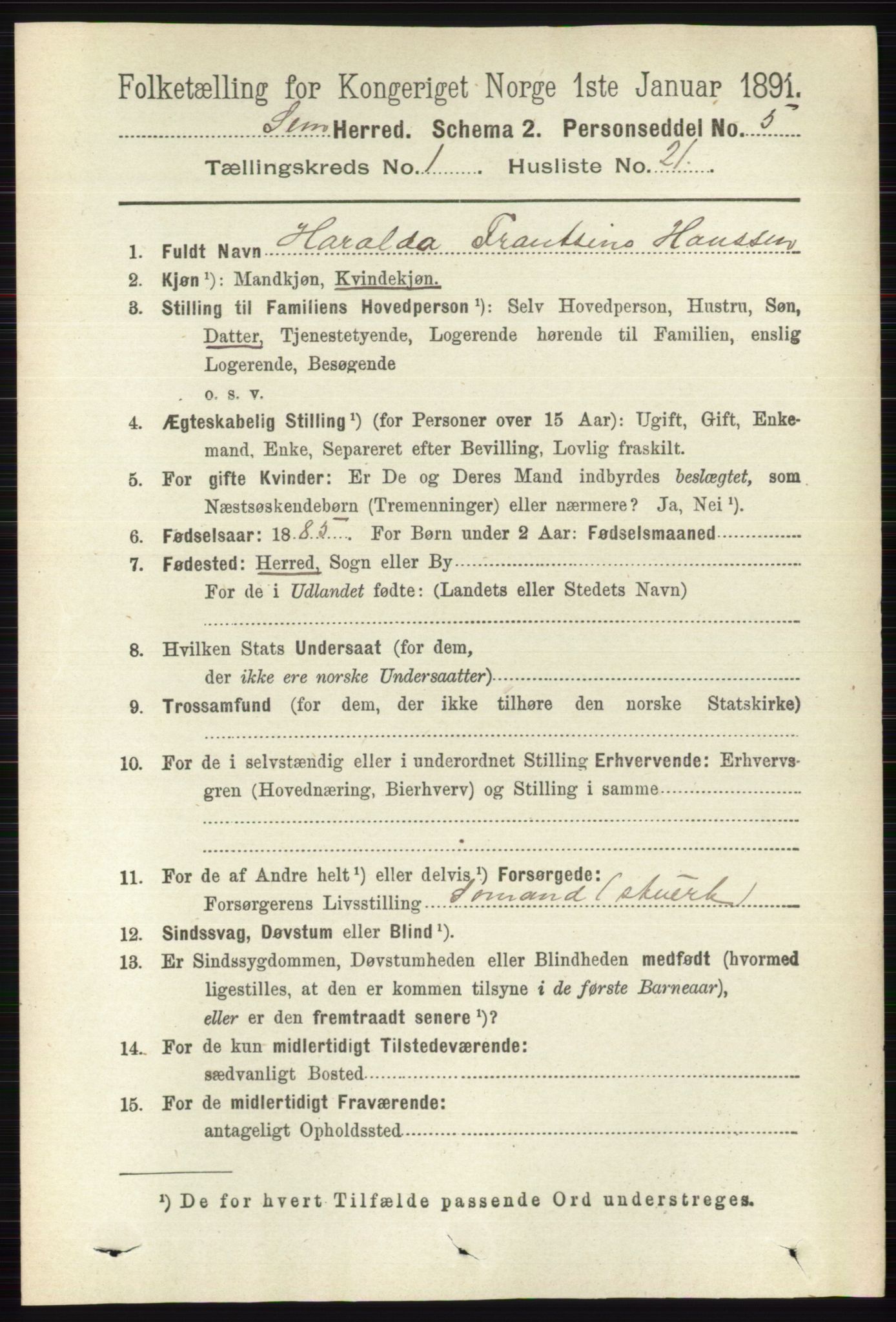 RA, Folketelling 1891 for 0721 Sem herred, 1891, s. 226