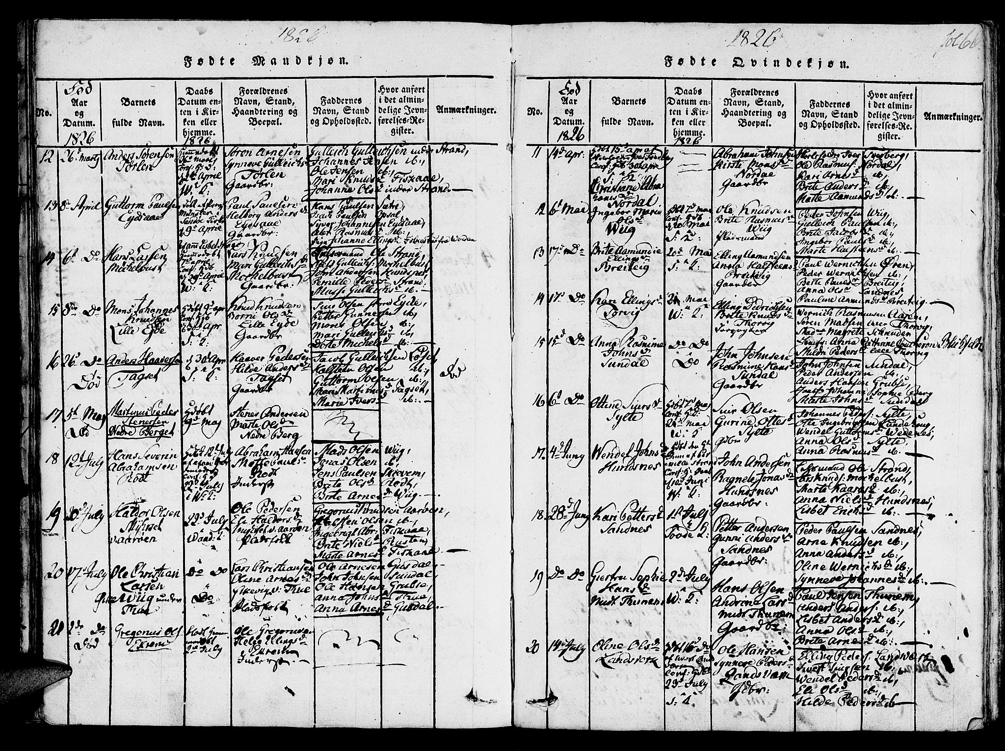 Ministerialprotokoller, klokkerbøker og fødselsregistre - Møre og Romsdal, AV/SAT-A-1454/501/L0004: Ministerialbok nr. 501A04, 1816-1831, s. 66