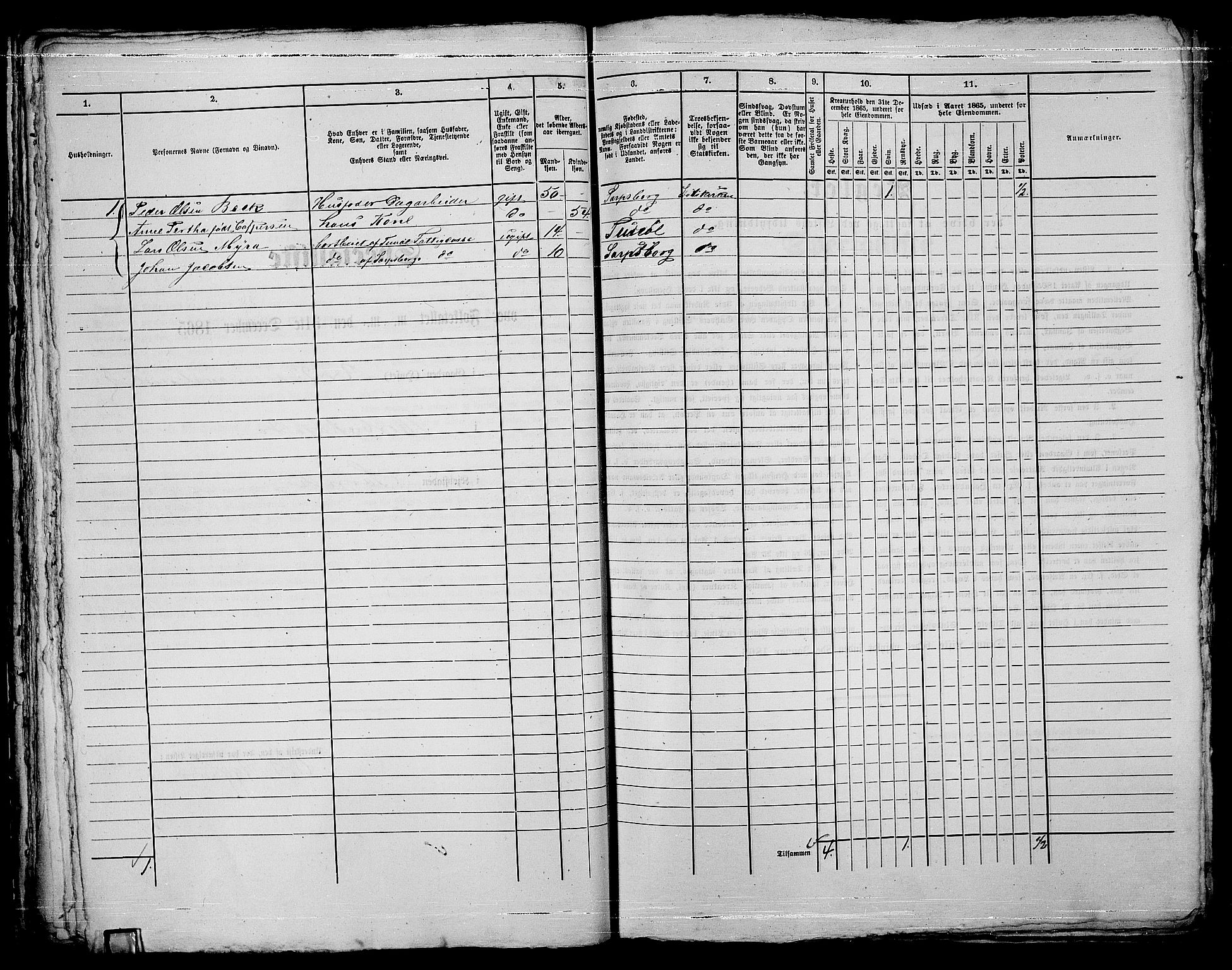 RA, Folketelling 1865 for 0102P Sarpsborg prestegjeld, 1865, s. 46