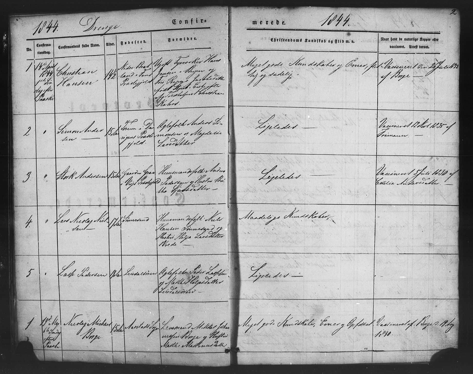 St. Jørgens hospital og Årstad sokneprestembete, AV/SAB-A-99934: Klokkerbok nr. A 5, 1844-1871, s. 2