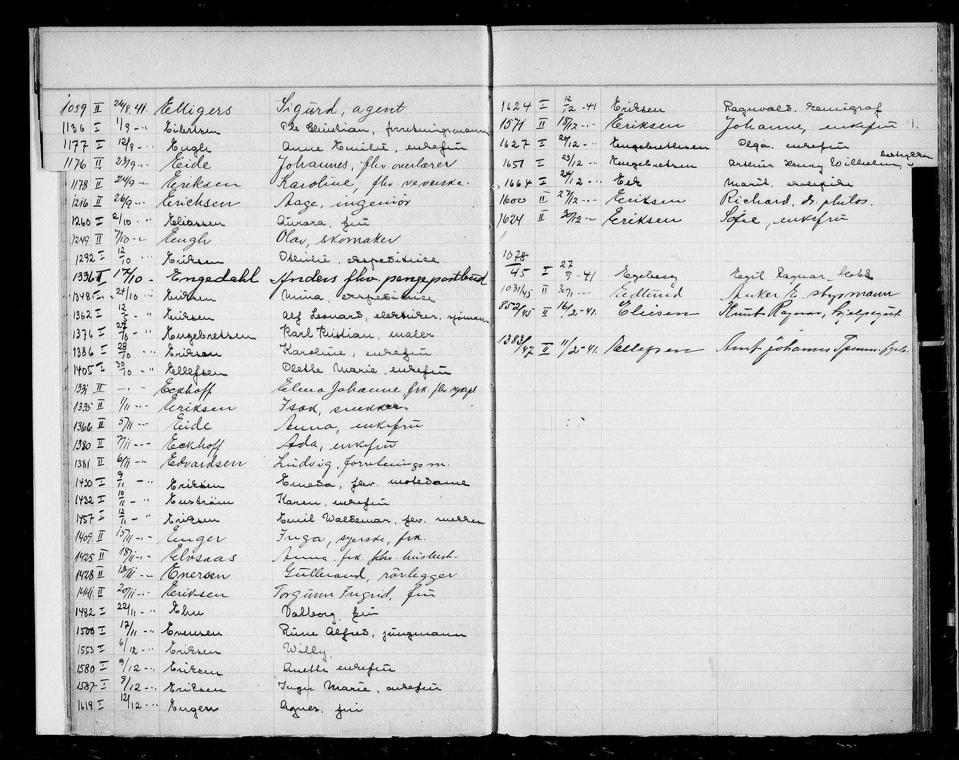Oslo skifterett, AV/SAO-A-10383/F/Fa/Faa/L0041: Register til dødsfallsprotokollene, 1941