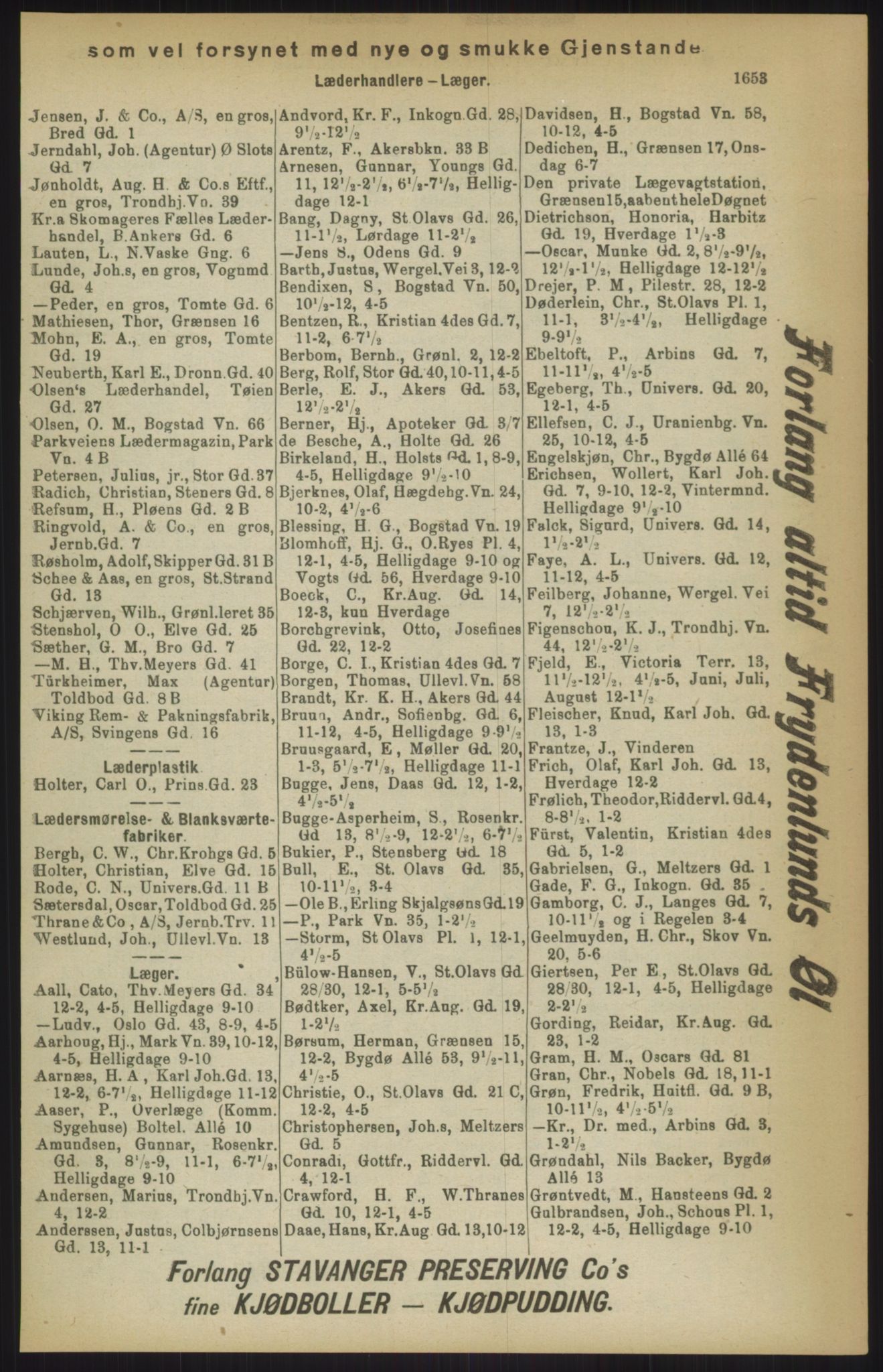 Kristiania/Oslo adressebok, PUBL/-, 1911, s. 1653
