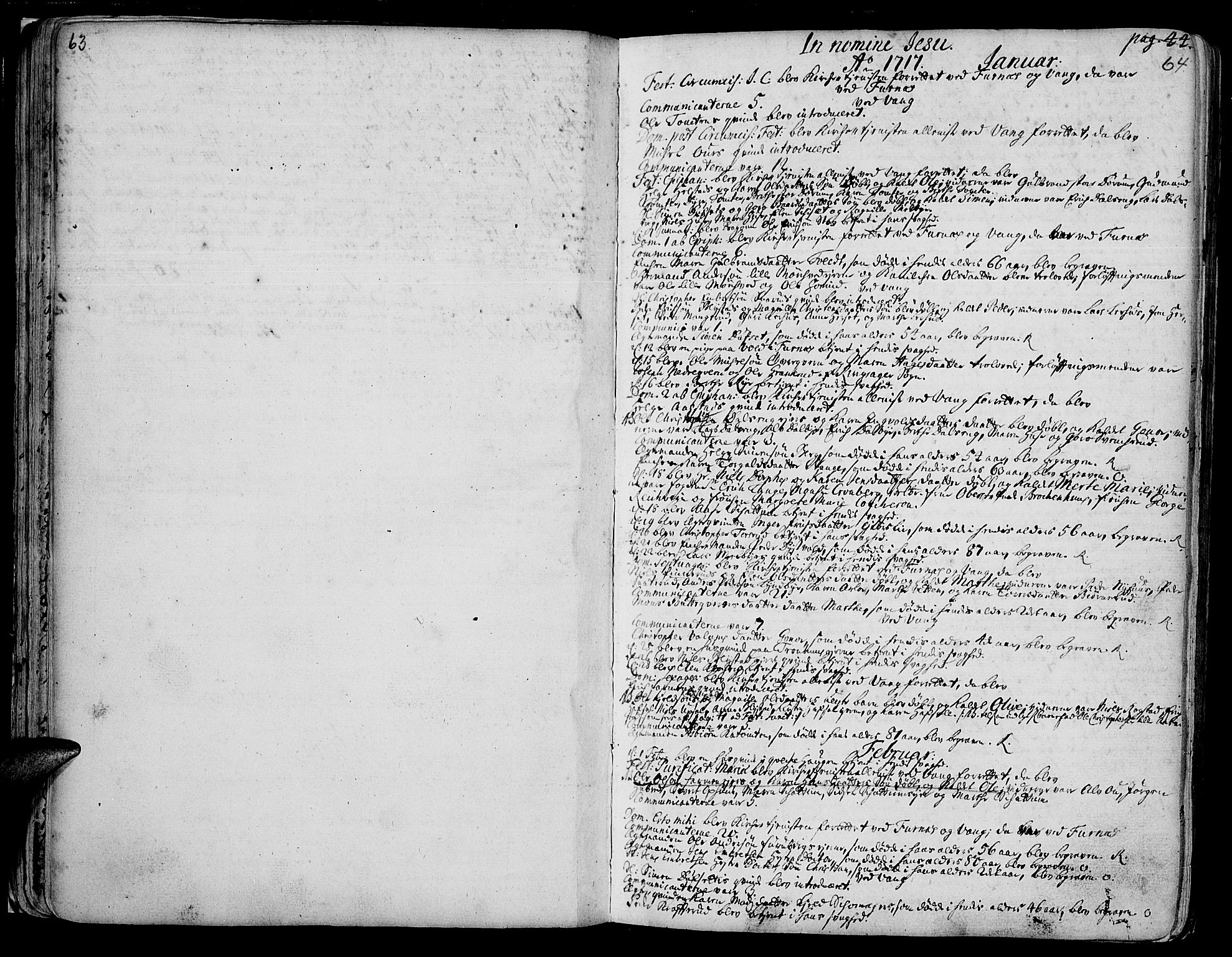 Vang prestekontor, Hedmark, AV/SAH-PREST-008/H/Ha/Haa/L0002A: Ministerialbok nr. 2A, 1713-1733, s. 63-64