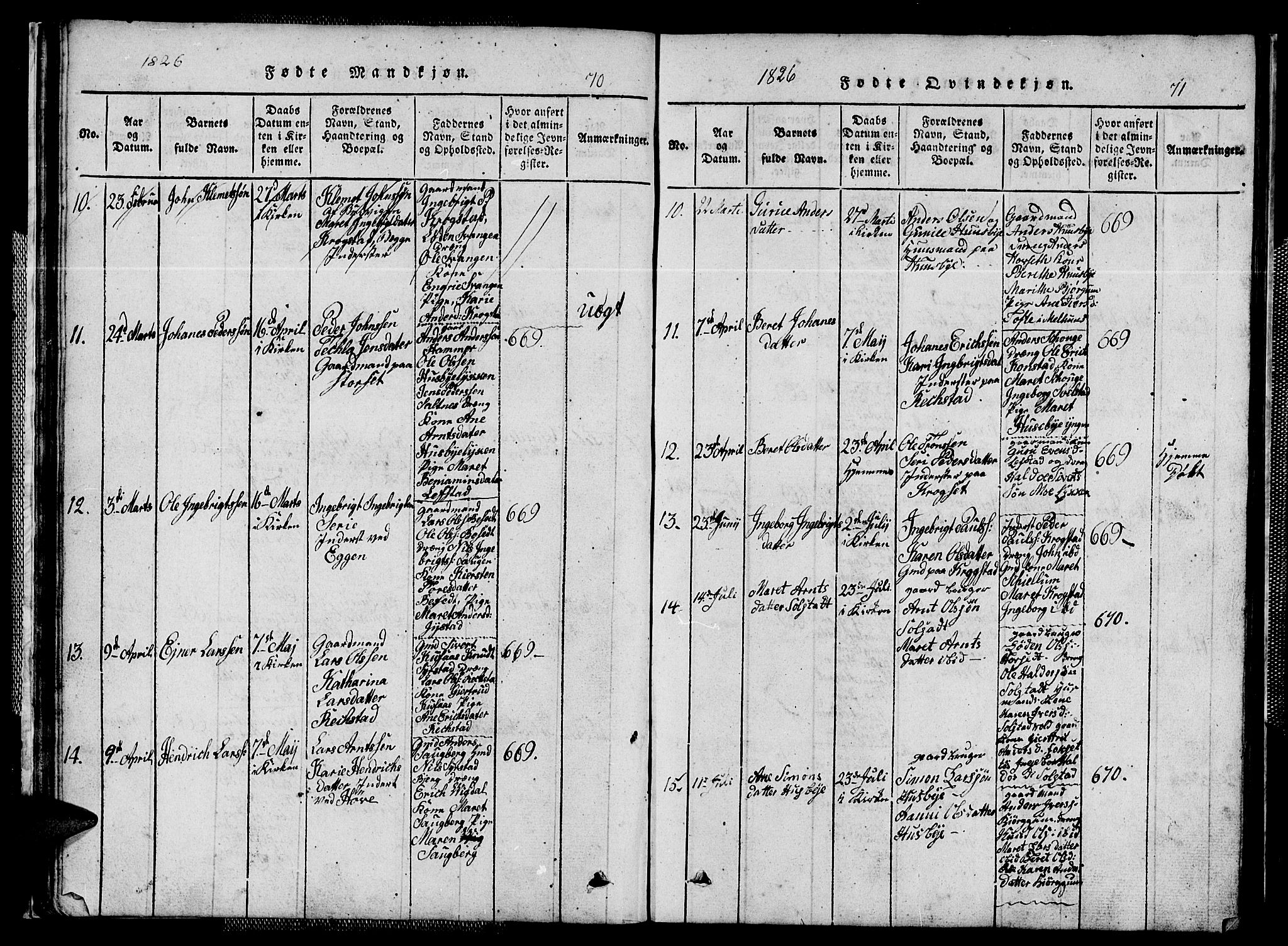 Ministerialprotokoller, klokkerbøker og fødselsregistre - Sør-Trøndelag, SAT/A-1456/667/L0796: Klokkerbok nr. 667C01, 1817-1836, s. 70-71
