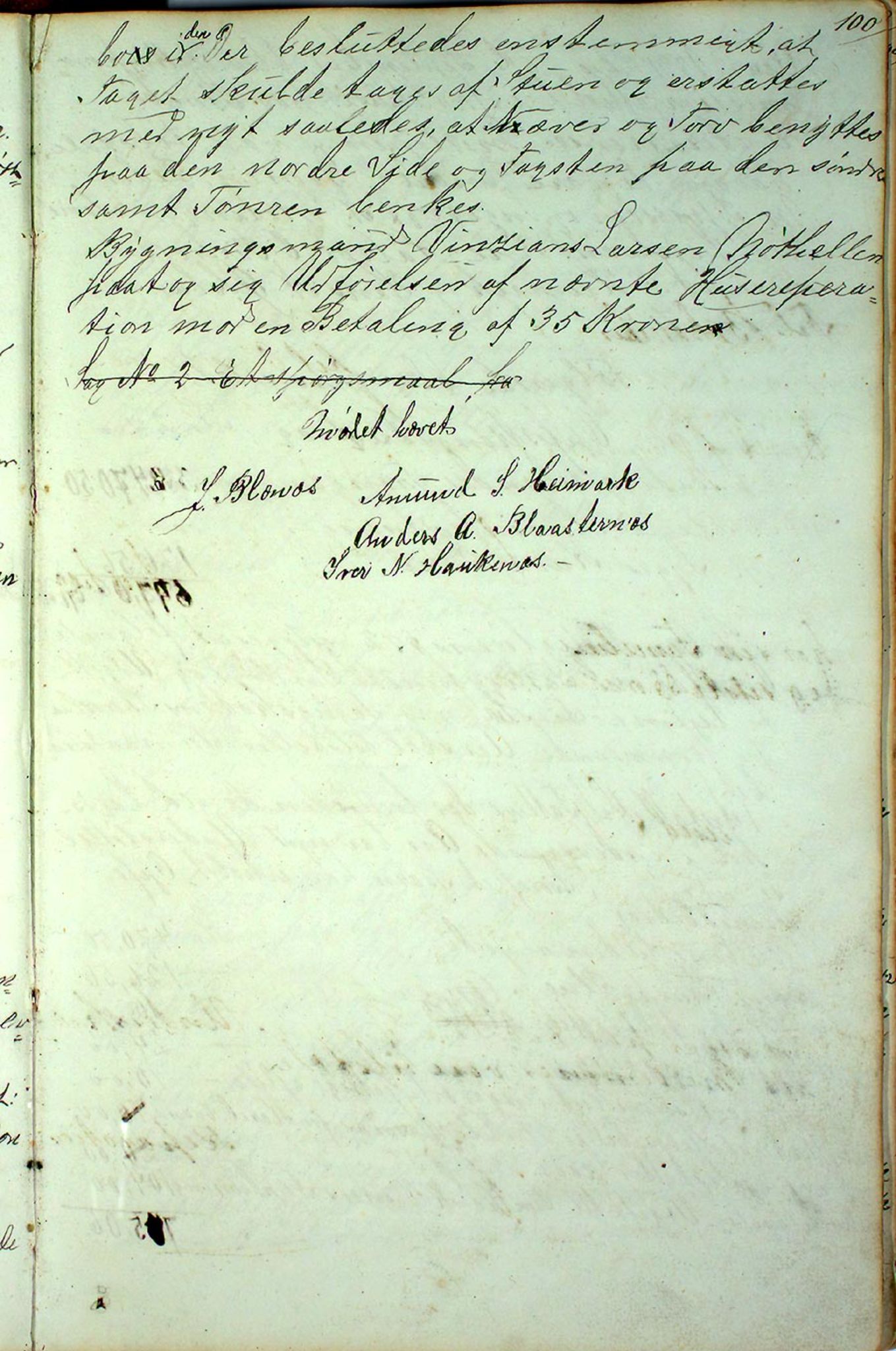 Austevoll kommune. Fattigstyret, IKAH/1244-311/A/Aa/L0001a: Møtebok for Austevoll sokn fattigkommisjon , 1846-1922, s. 100a