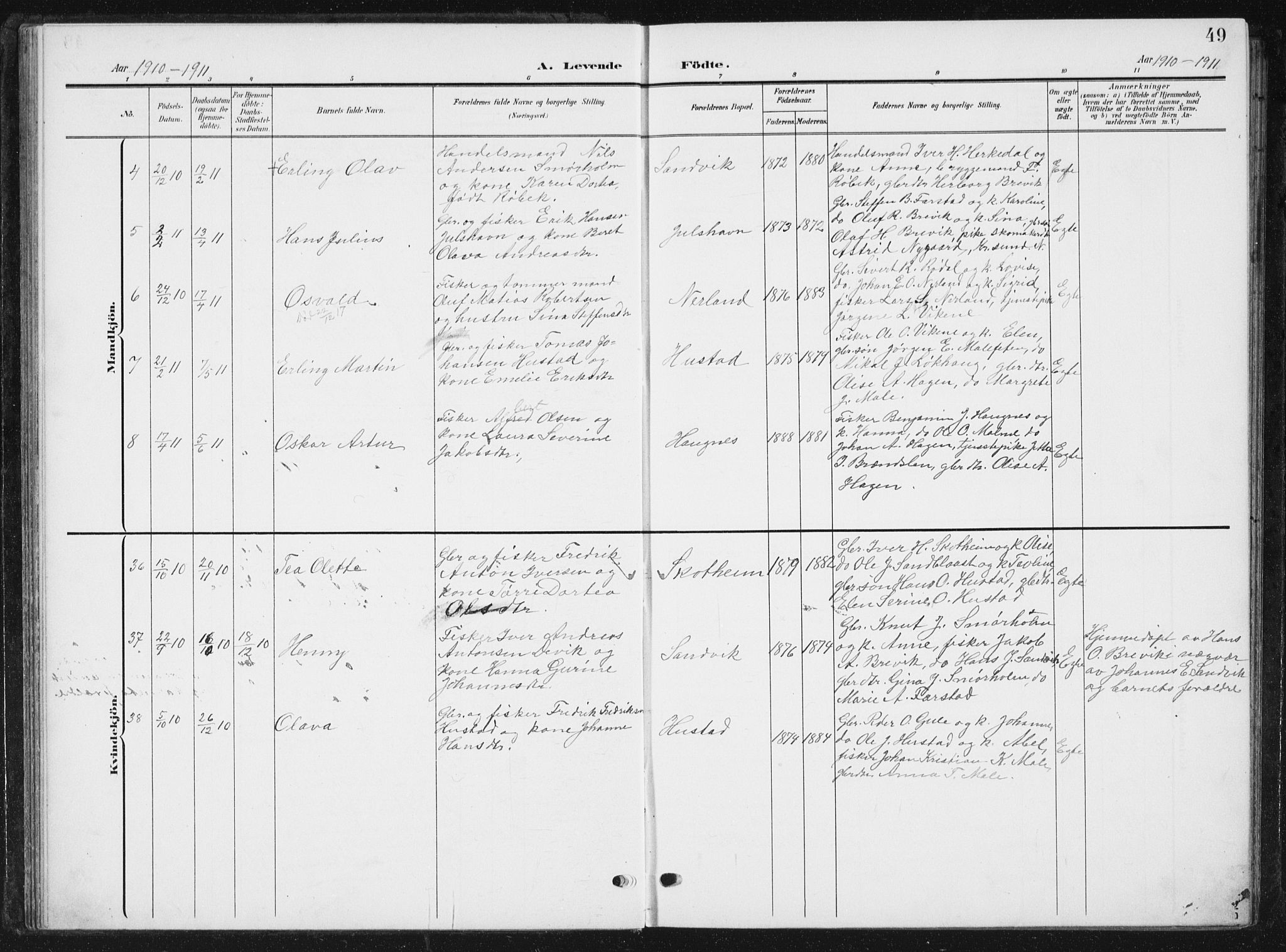 Ministerialprotokoller, klokkerbøker og fødselsregistre - Møre og Romsdal, AV/SAT-A-1454/567/L0784: Klokkerbok nr. 567C04, 1903-1938, s. 49