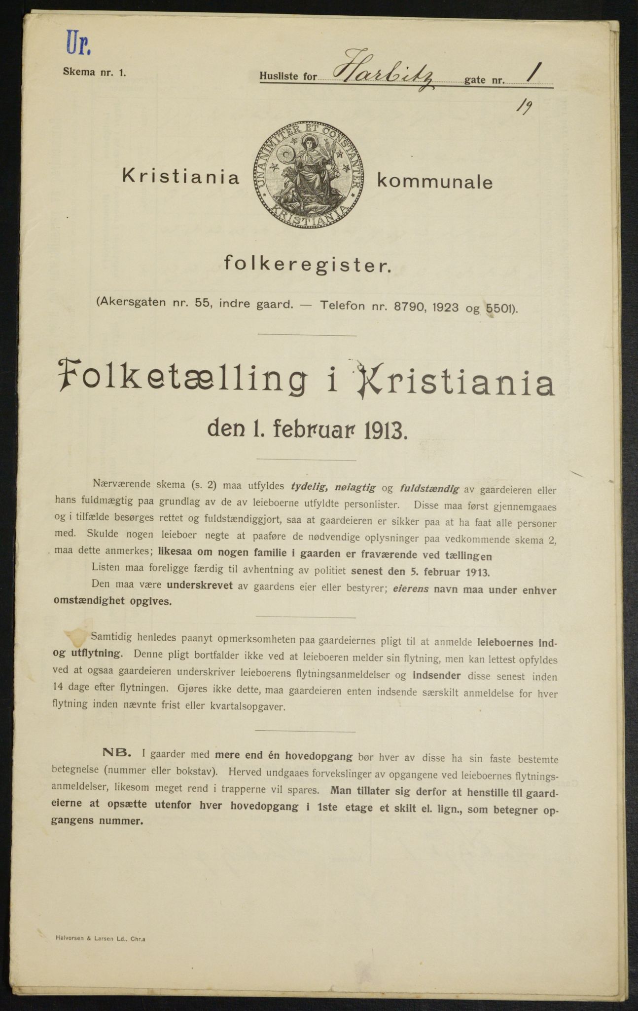 OBA, Kommunal folketelling 1.2.1913 for Kristiania, 1913, s. 81076