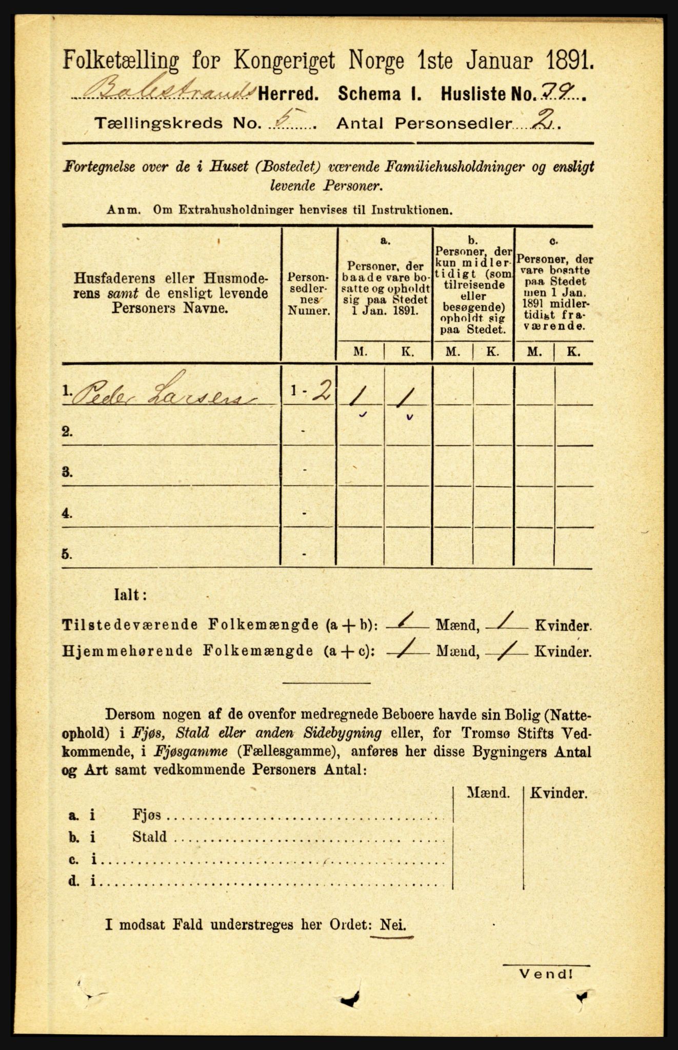 RA, Folketelling 1891 for 1418 Balestrand herred, 1891, s. 1107