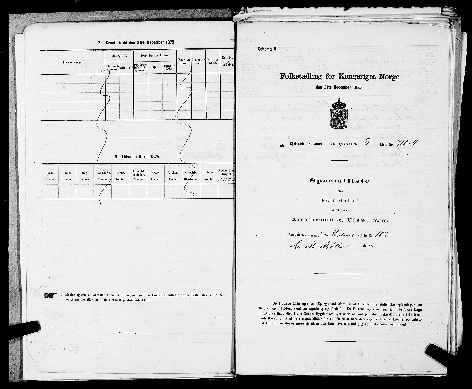 SAST, Folketelling 1875 for 1103 Stavanger kjøpstad, 1875, s. 1405