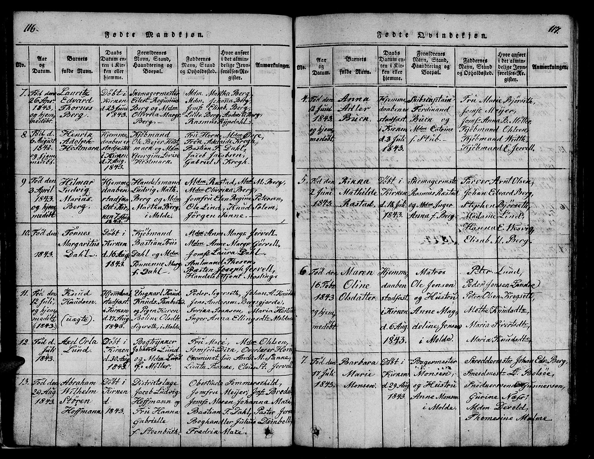 Ministerialprotokoller, klokkerbøker og fødselsregistre - Møre og Romsdal, AV/SAT-A-1454/558/L0700: Klokkerbok nr. 558C01, 1818-1868, s. 116-117