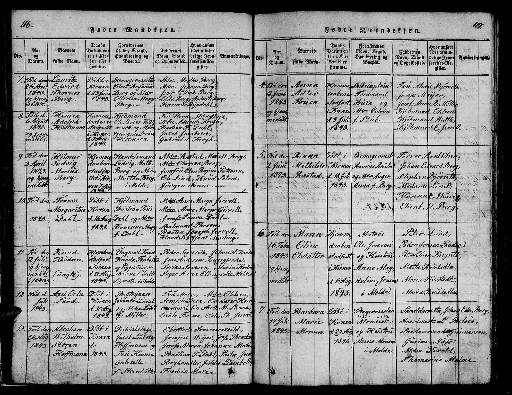 Ministerialprotokoller, klokkerbøker og fødselsregistre - Møre og Romsdal, SAT/A-1454/558/L0700: Klokkerbok nr. 558C01, 1818-1868, s. 116-117